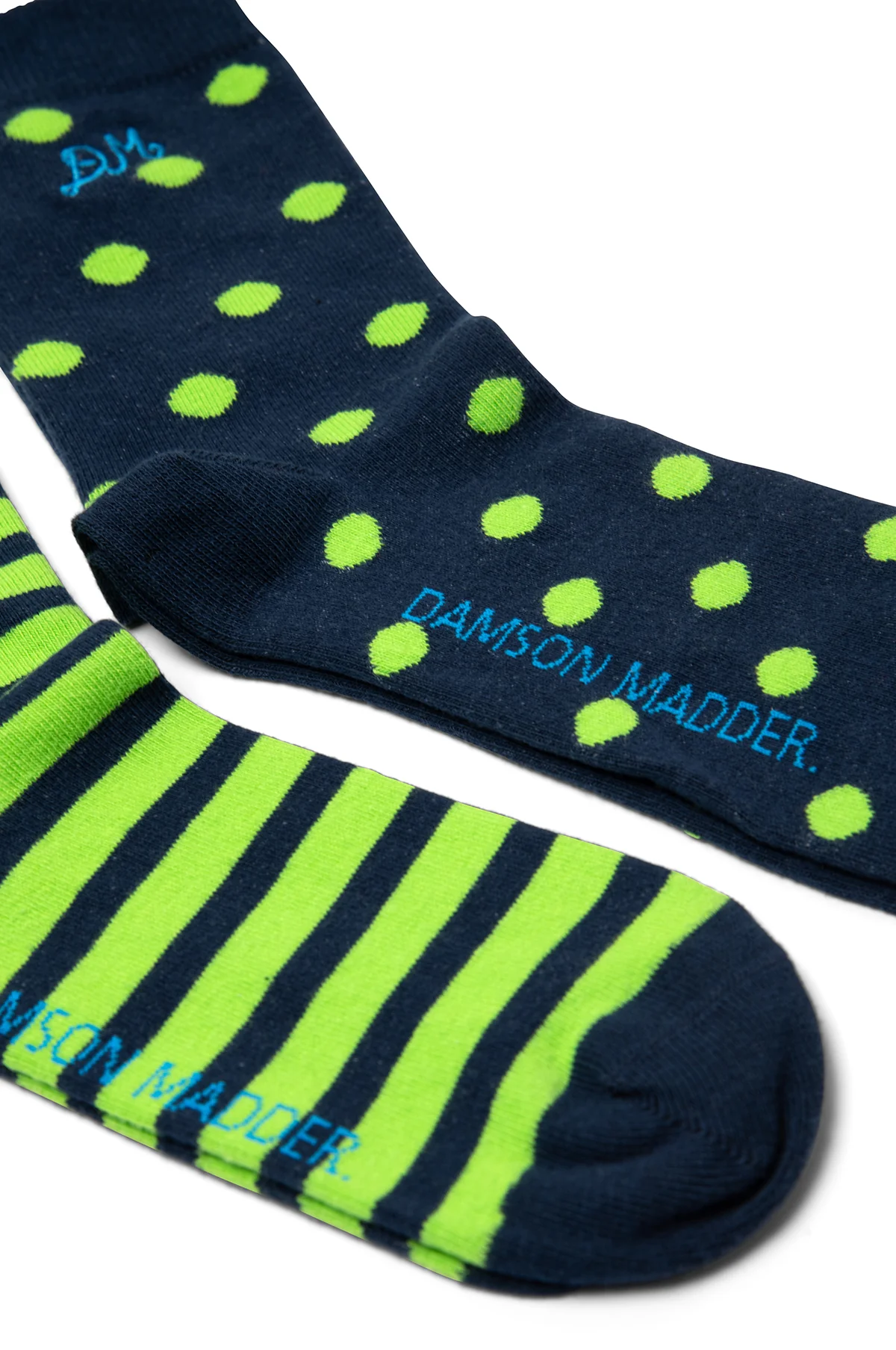 2 Pack Socks Navy/Green Stripe/Spot - Image 2
