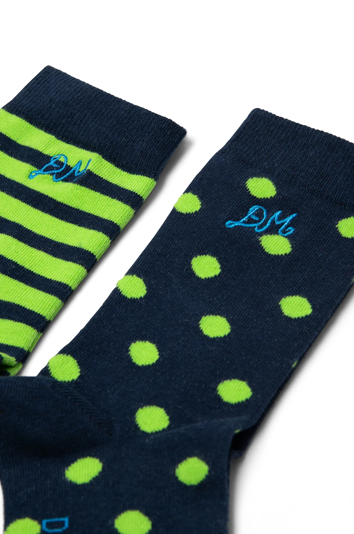2 Pack Socks Navy/Green Stripe/Spot - Image 3