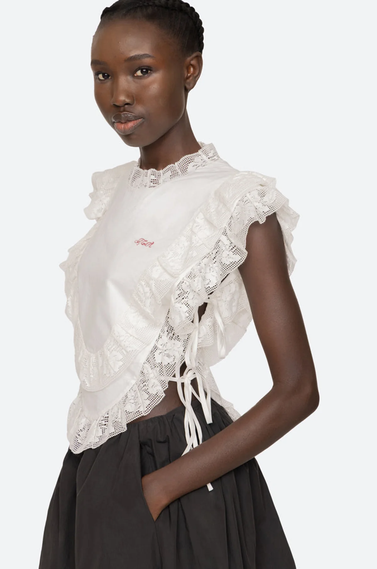Abelene Solid Side Tie Tank Top White - Image 9