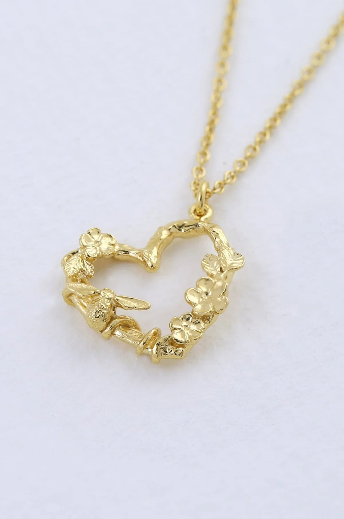 Floral Heart Necklace with Itsy Bitsy Bee Gold - Image 2