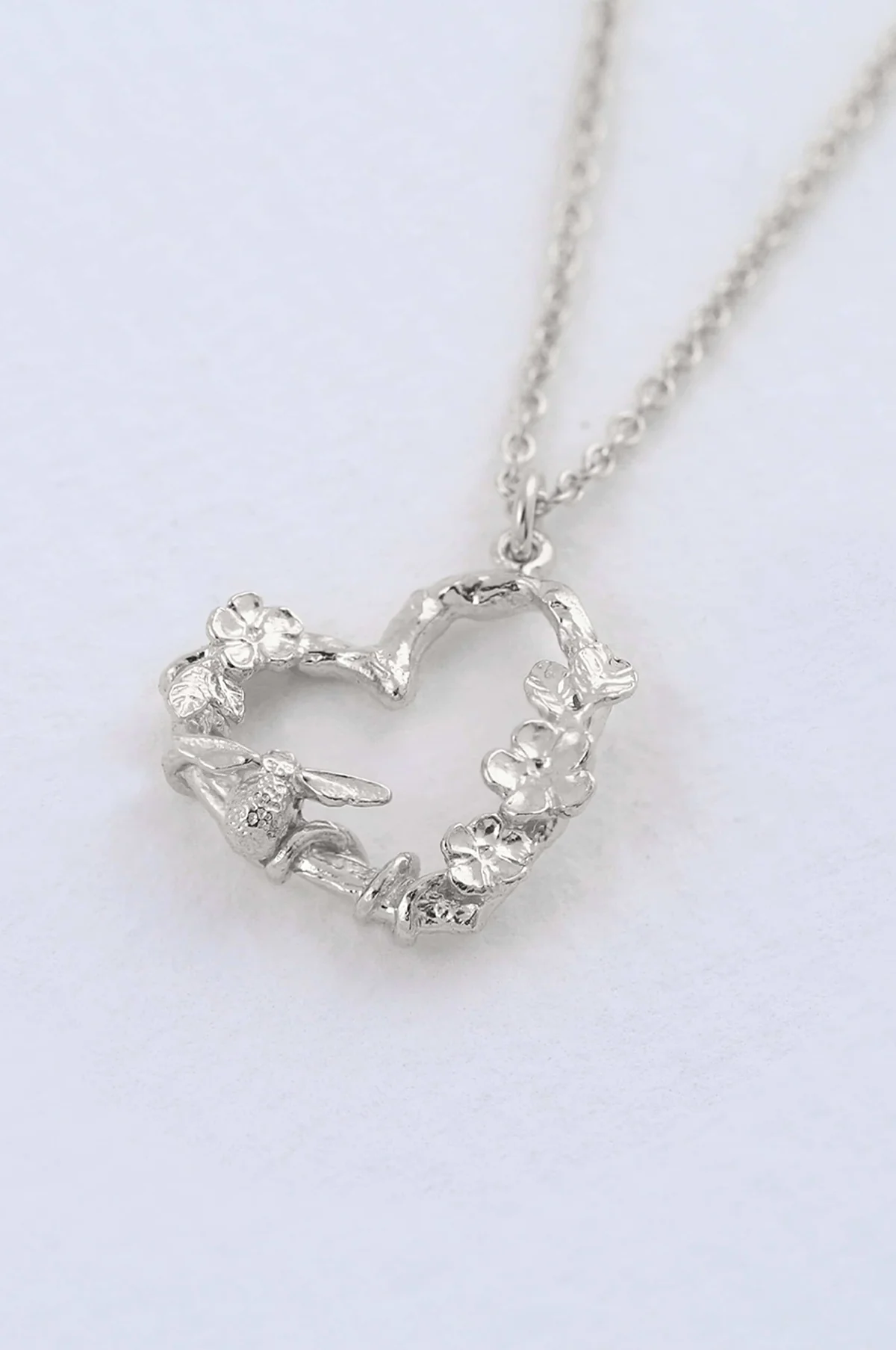 Floral Heart Necklace with Itsy Bitsy Bee Silver - Image 2