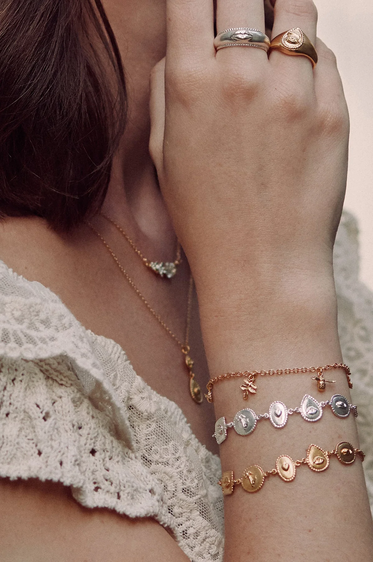 Gratitude for Nature Linked Station Bracelet Silver - Image 3