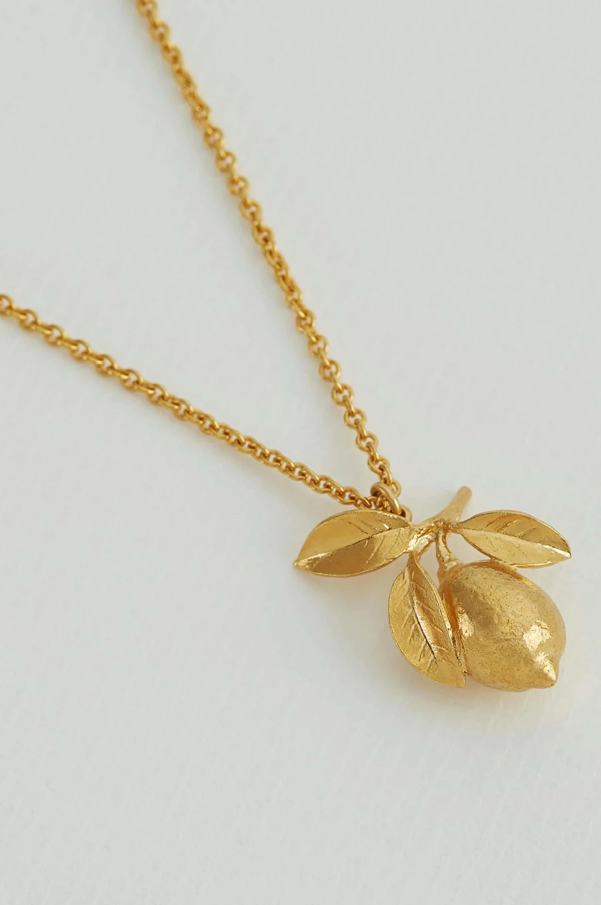 Large Lemon & Leaf Necklace Gold - Image 2