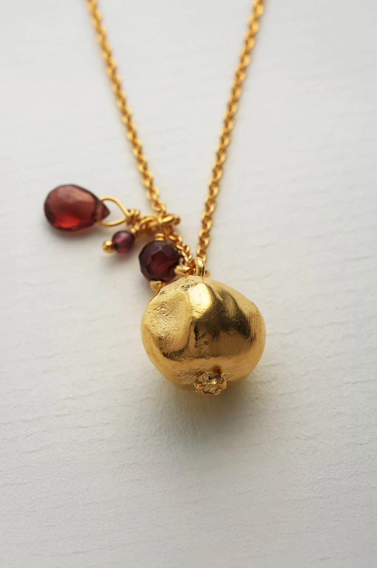 Pomegranate & Garnet Cluster Necklace Gold - Image 2