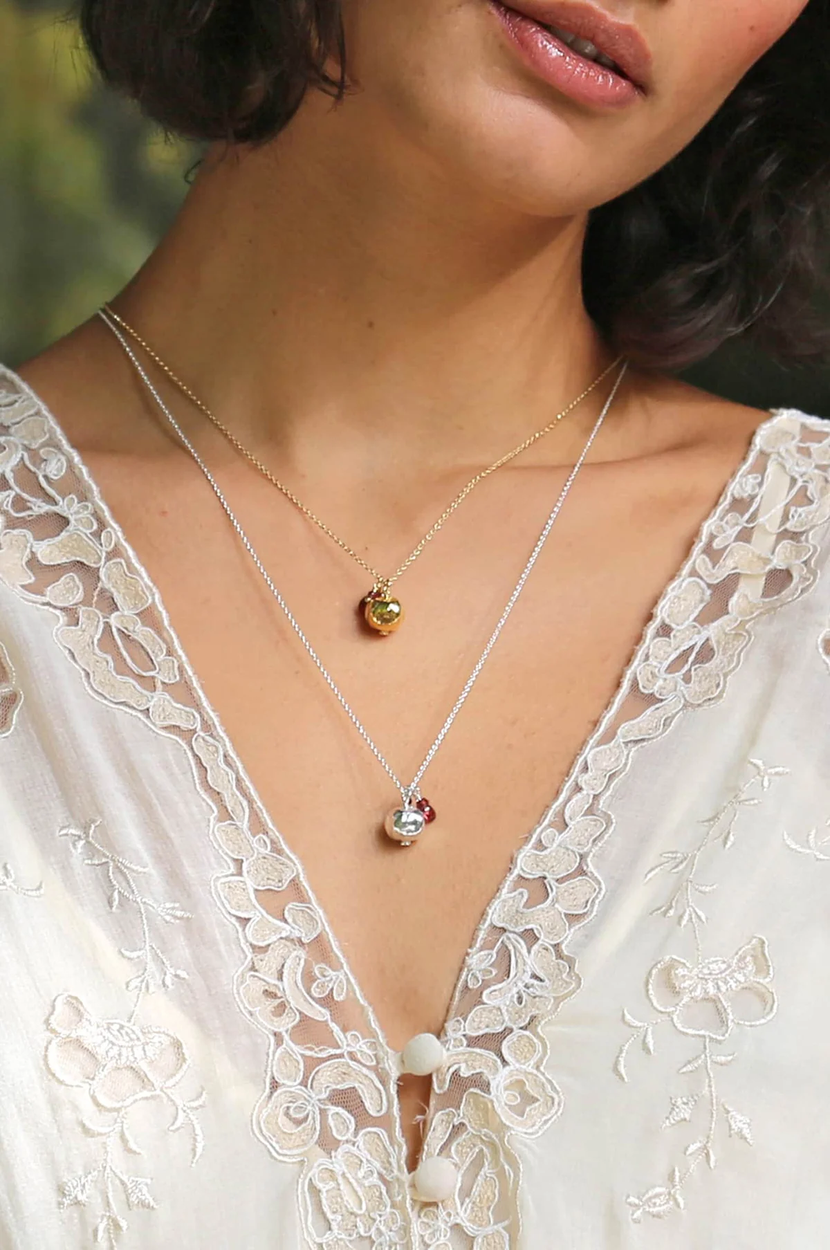 Pomegranate & Garnet Cluster Necklace Gold - Image 4