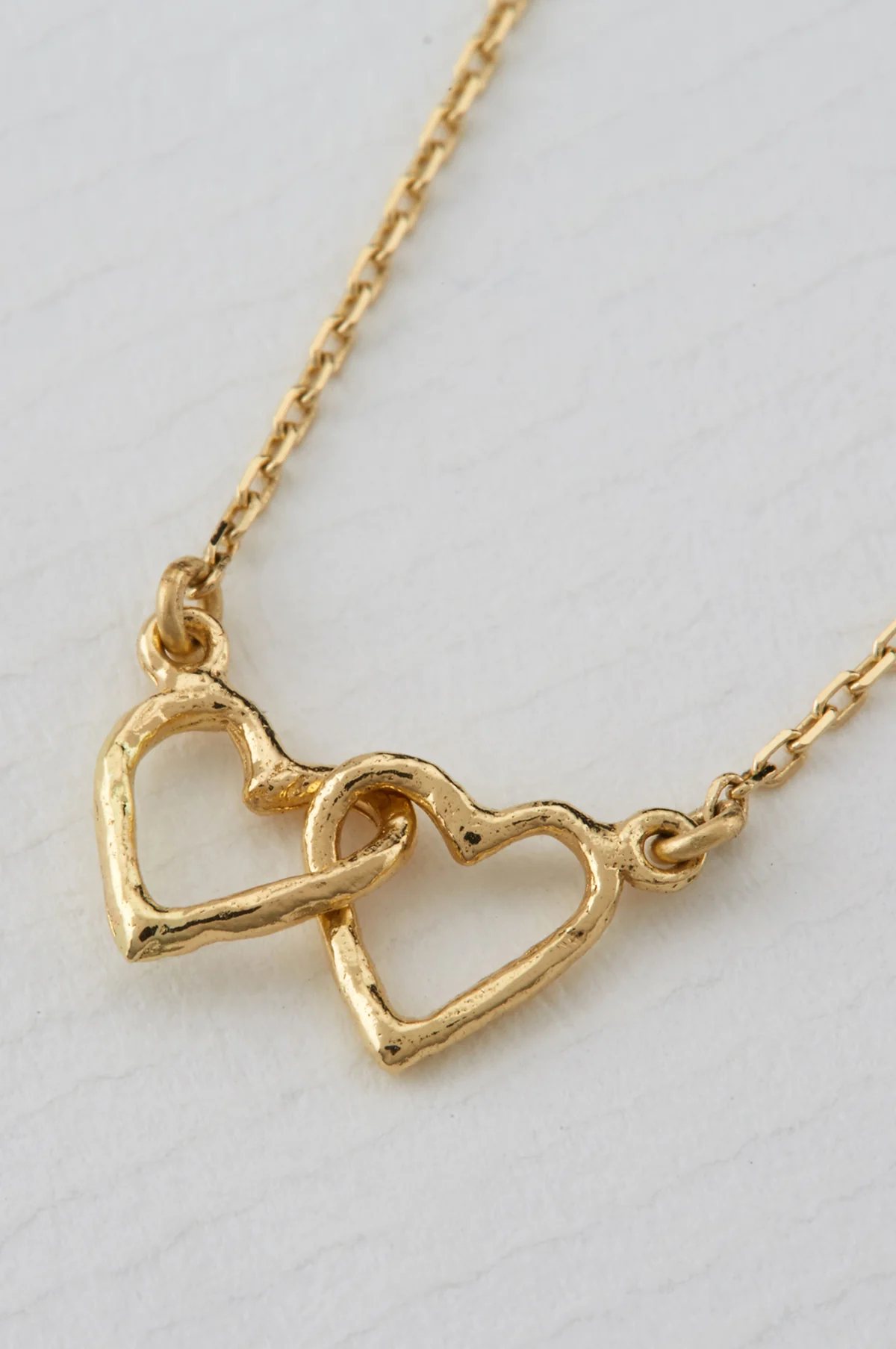 Teeny Tiny Linked Heart In-Line Necklace 18ct Solid Gold - Image 2
