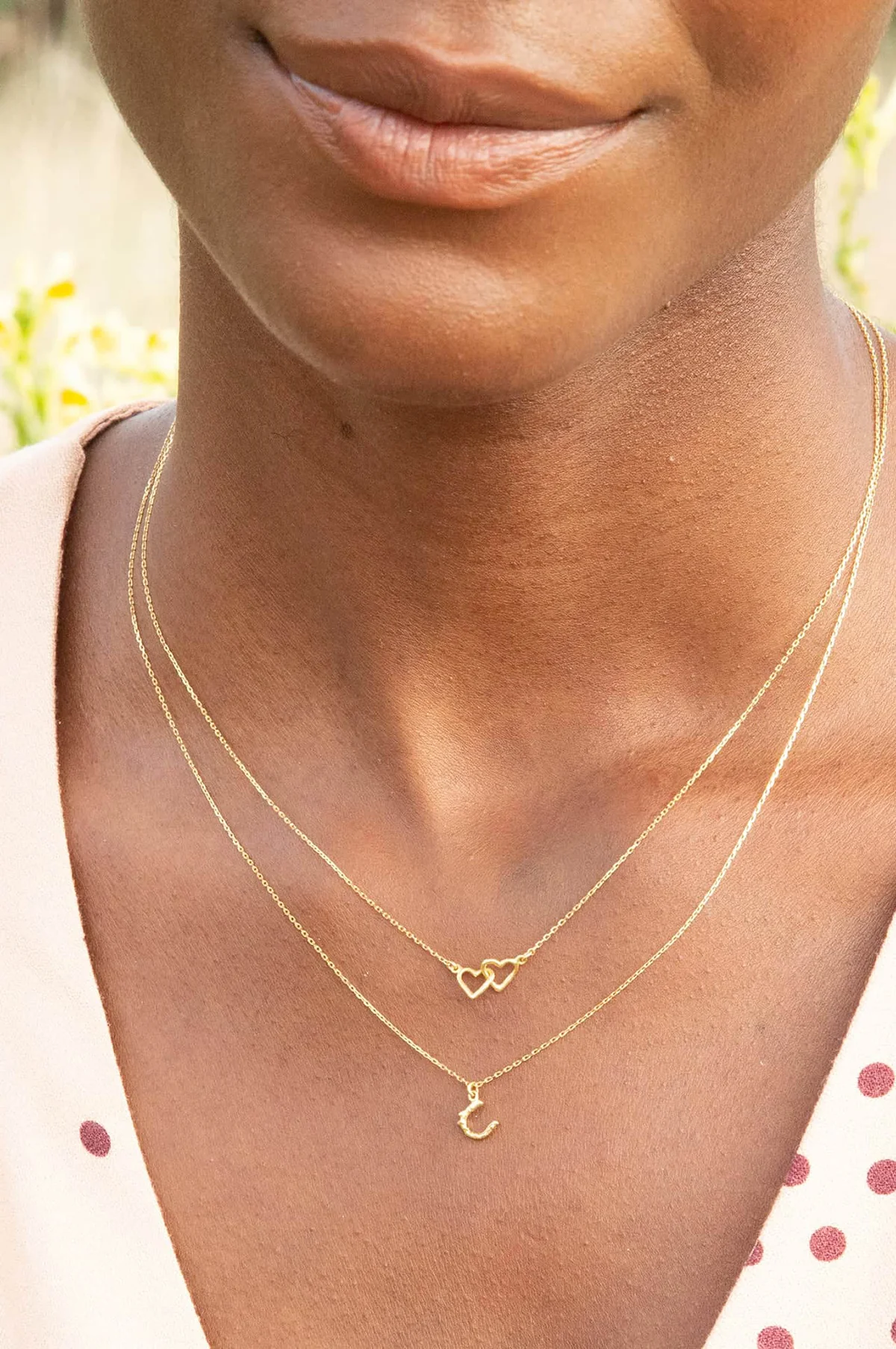 Teeny Tiny Linked Heart In-Line Necklace 18ct Solid Gold - Image 3