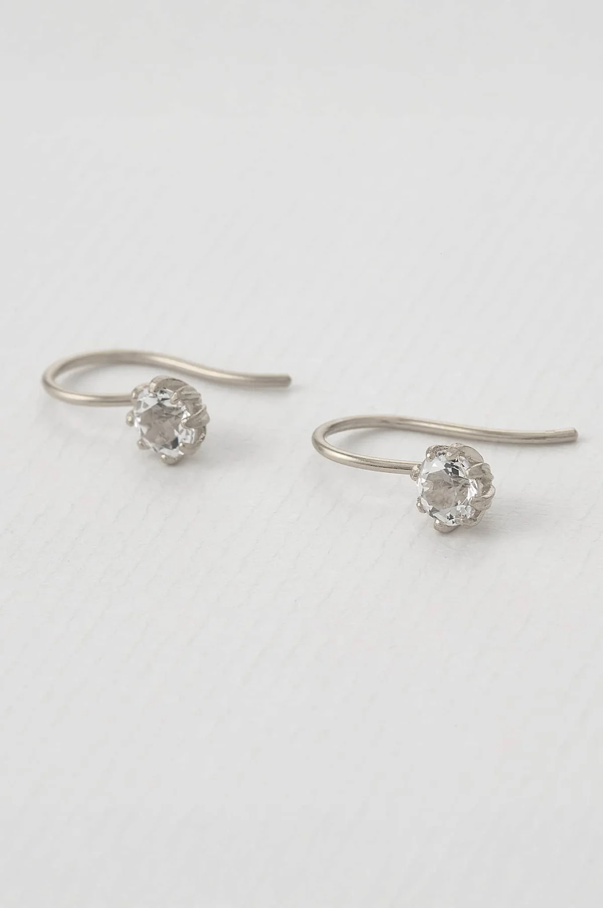 White Topaz Bud Hook Earrings Silver - Image 2