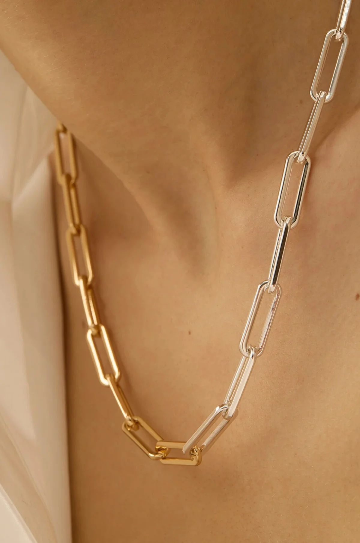 Andi Slim Two-Tone Chain Necklace - Image 4