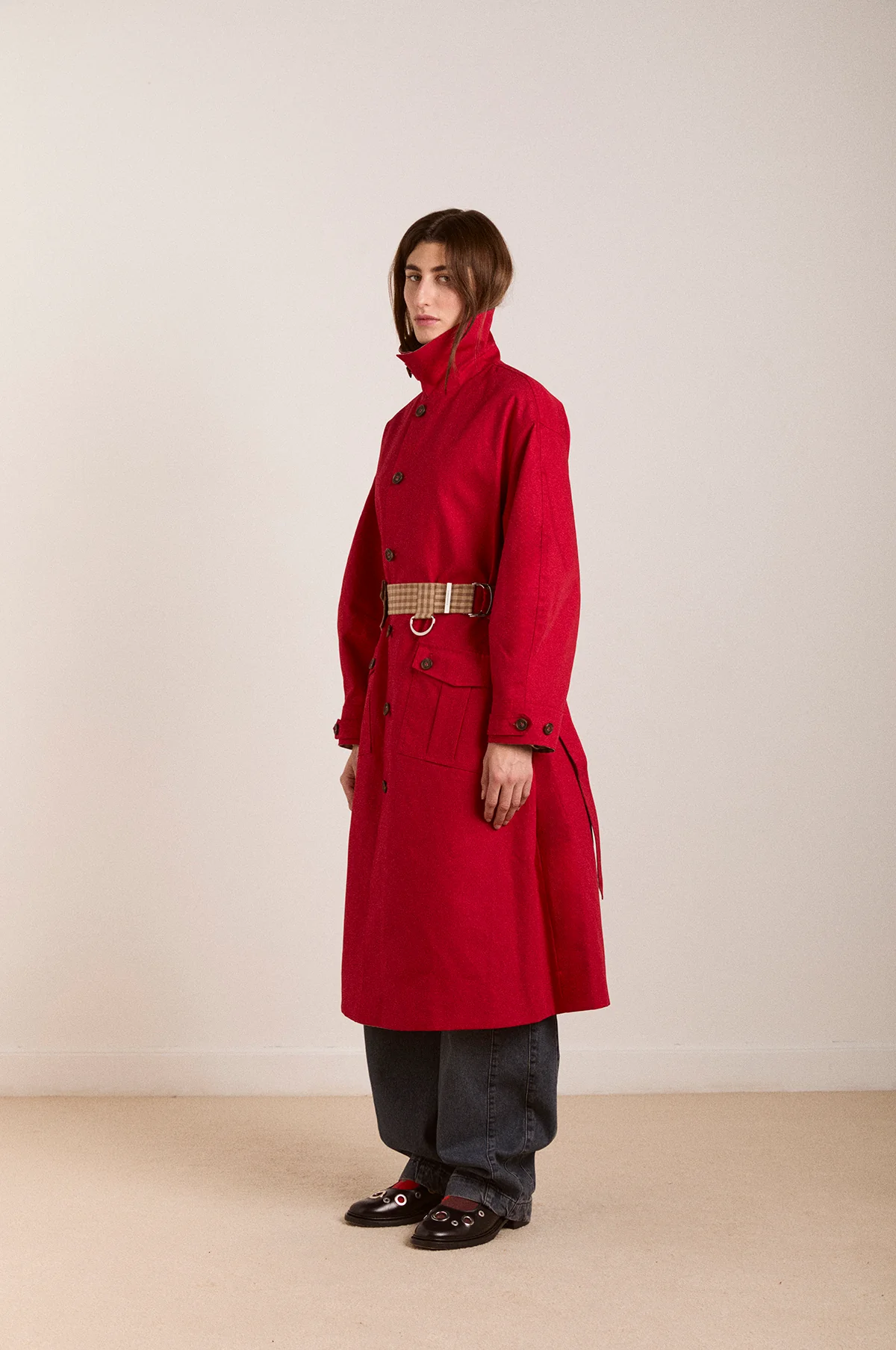 Anja Reversible Honey Trench Tan/Red - Image 11