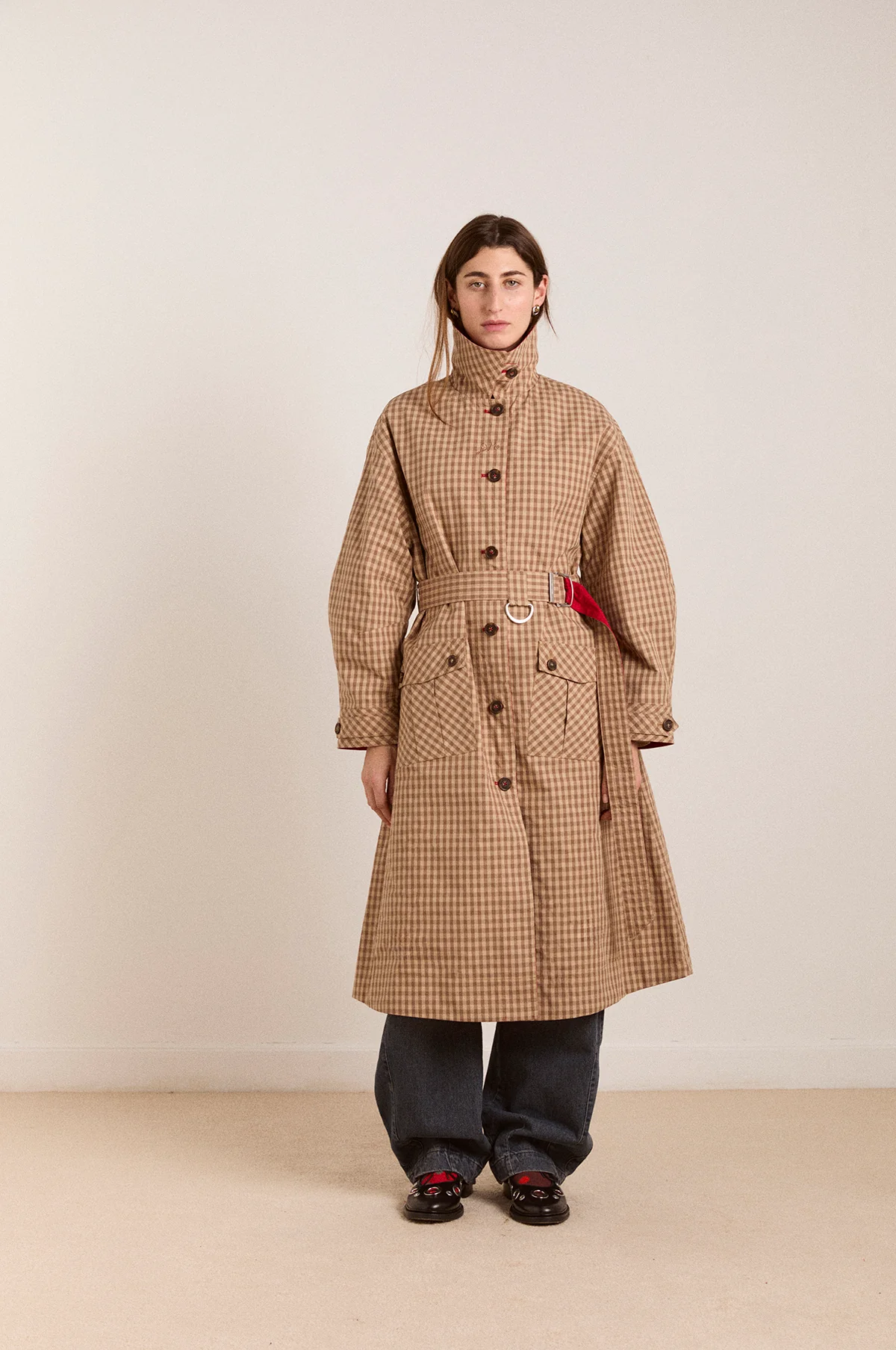 Anja Reversible Honey Trench Tan/Red - Image 4