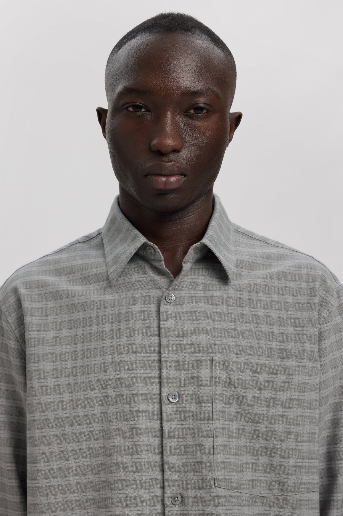 Anraslund Mix Oxford LS Shirt Chiseled Stone - Image 3
