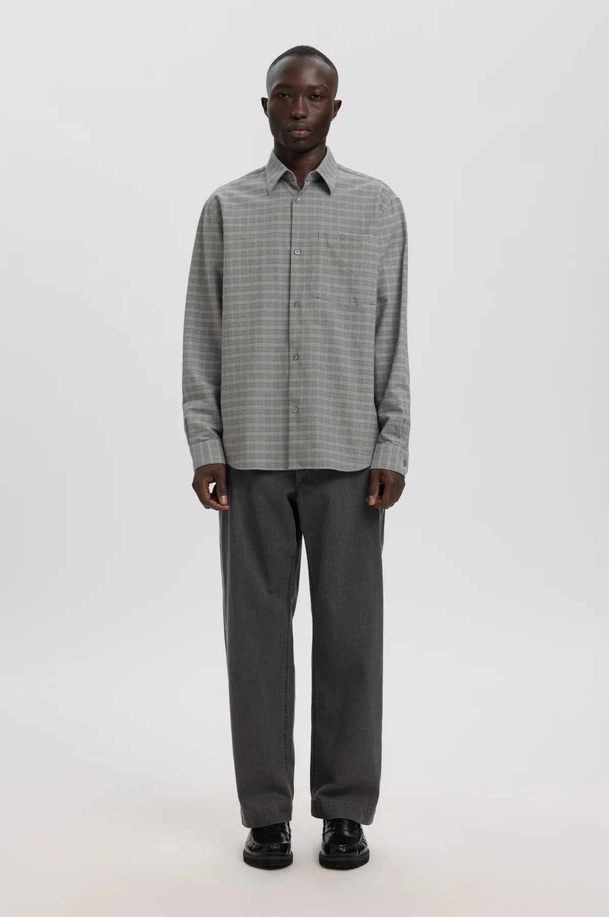 Anraslund Mix Oxford LS Shirt Chiseled Stone - Image 4