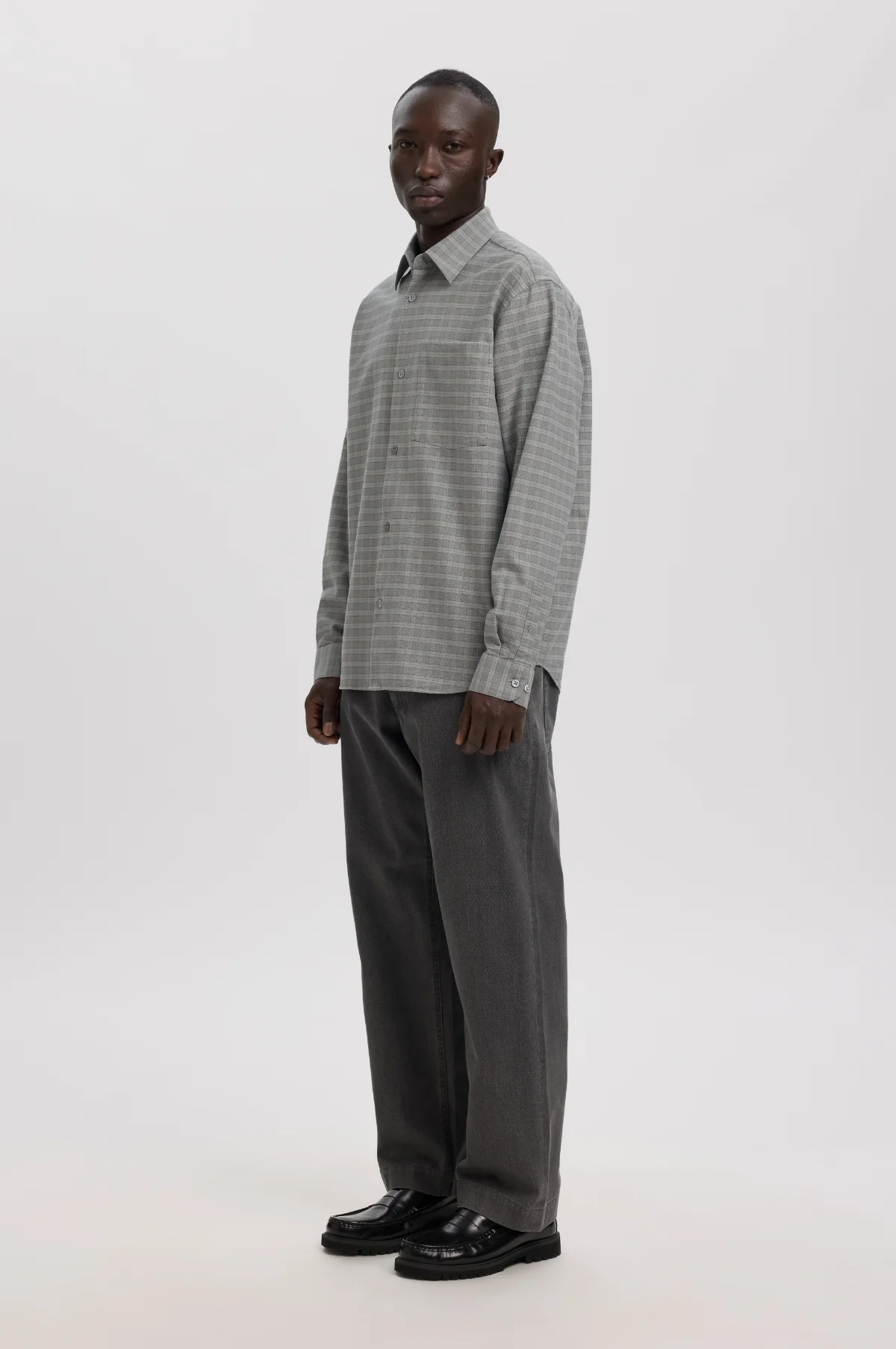 Anraslund Mix Oxford LS Shirt Chiseled Stone - Image 5