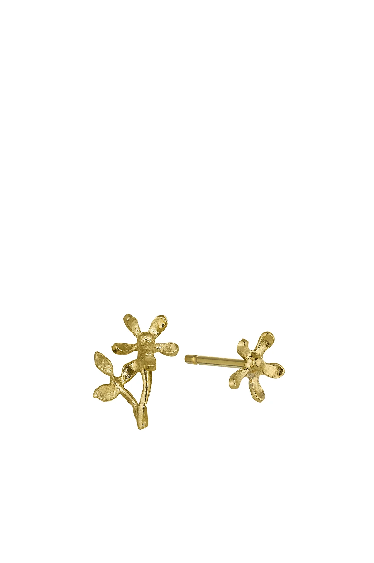 Asymmetric Growing Flower Stud Earrings Gold - Image 4