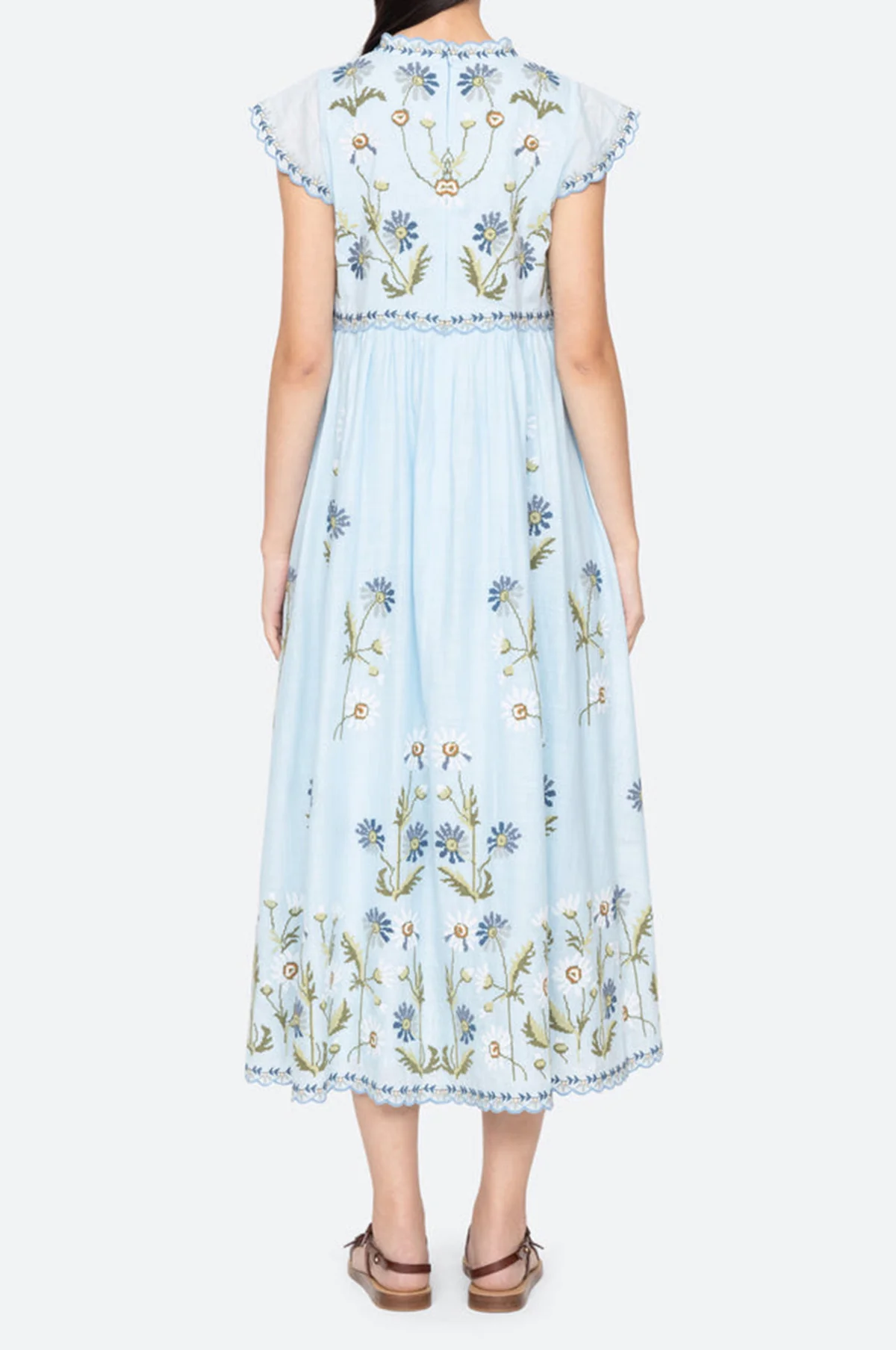 Audra Embroidery Midi Dress Blue - Image 3