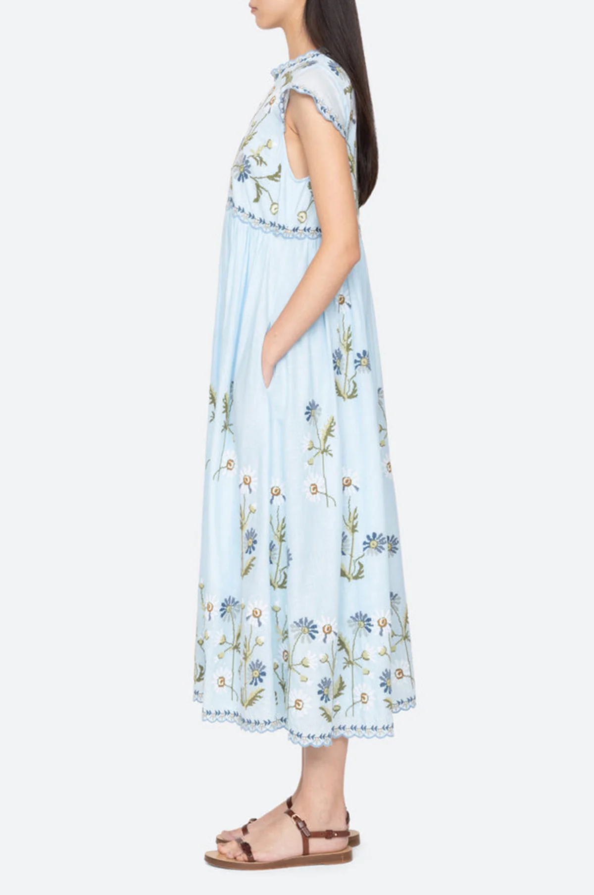 Audra Embroidery Midi Dress Blue - Image 4