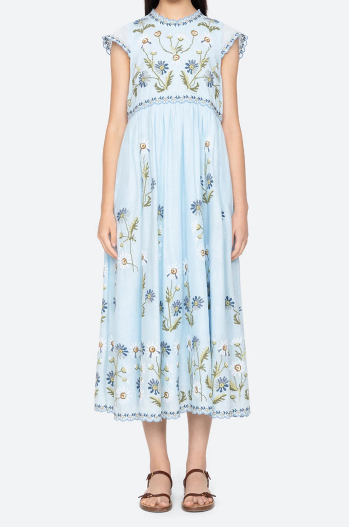 Audra Embroidery Midi Dress Blue - Image 6