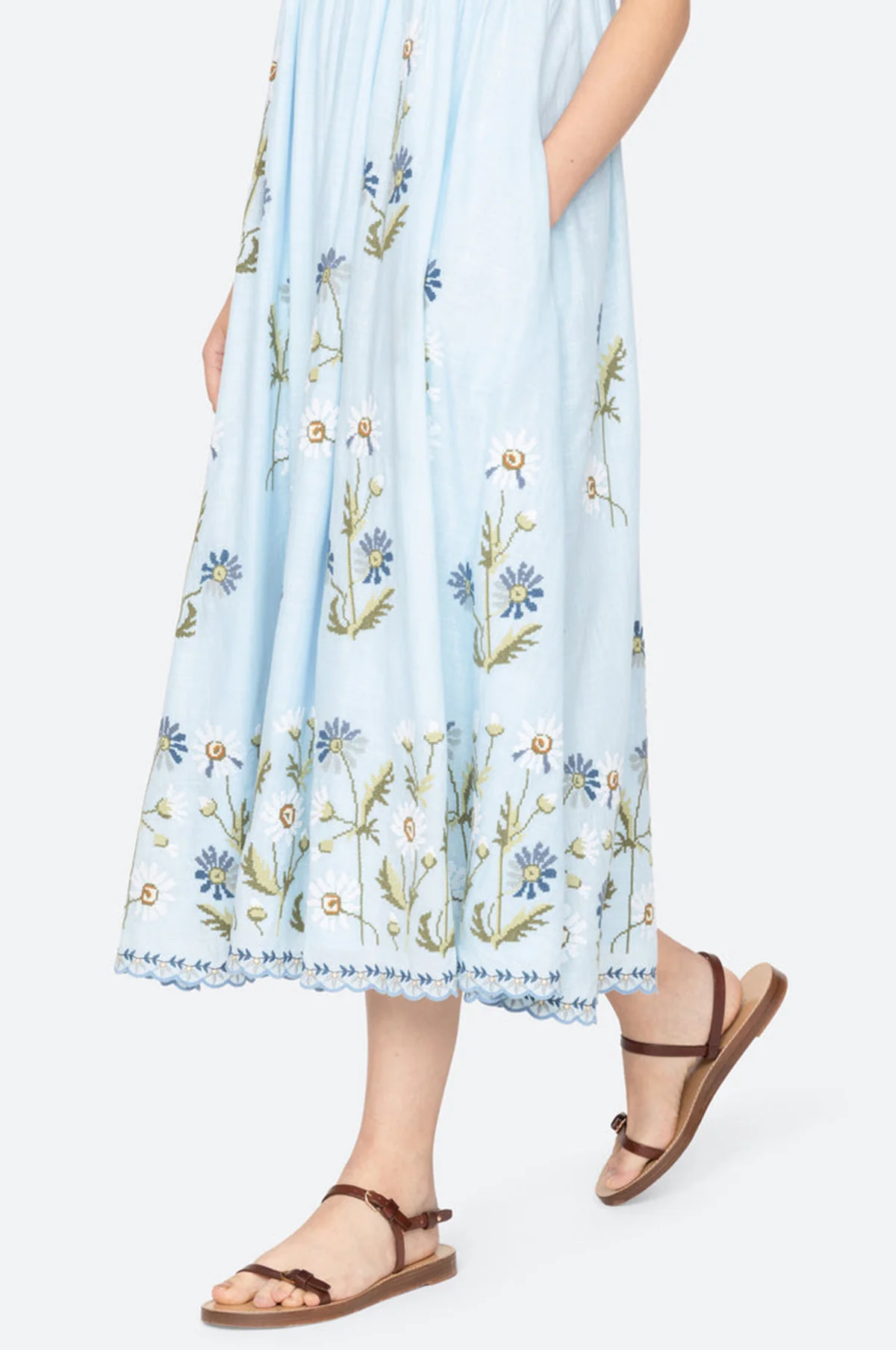Audra Embroidery Midi Dress Blue - Image 8