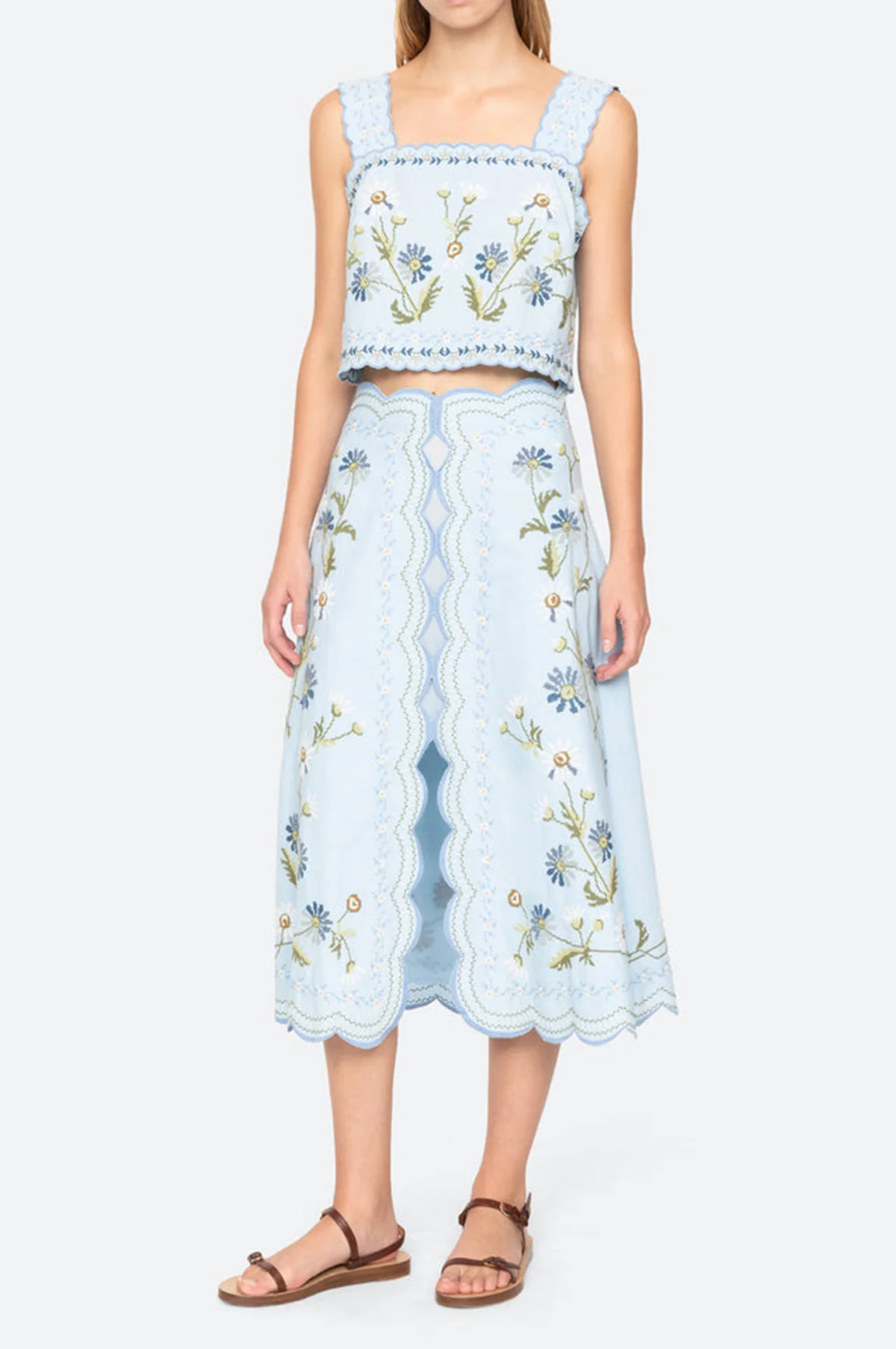 Audra Embroidery Tank Top Blue - Image 3