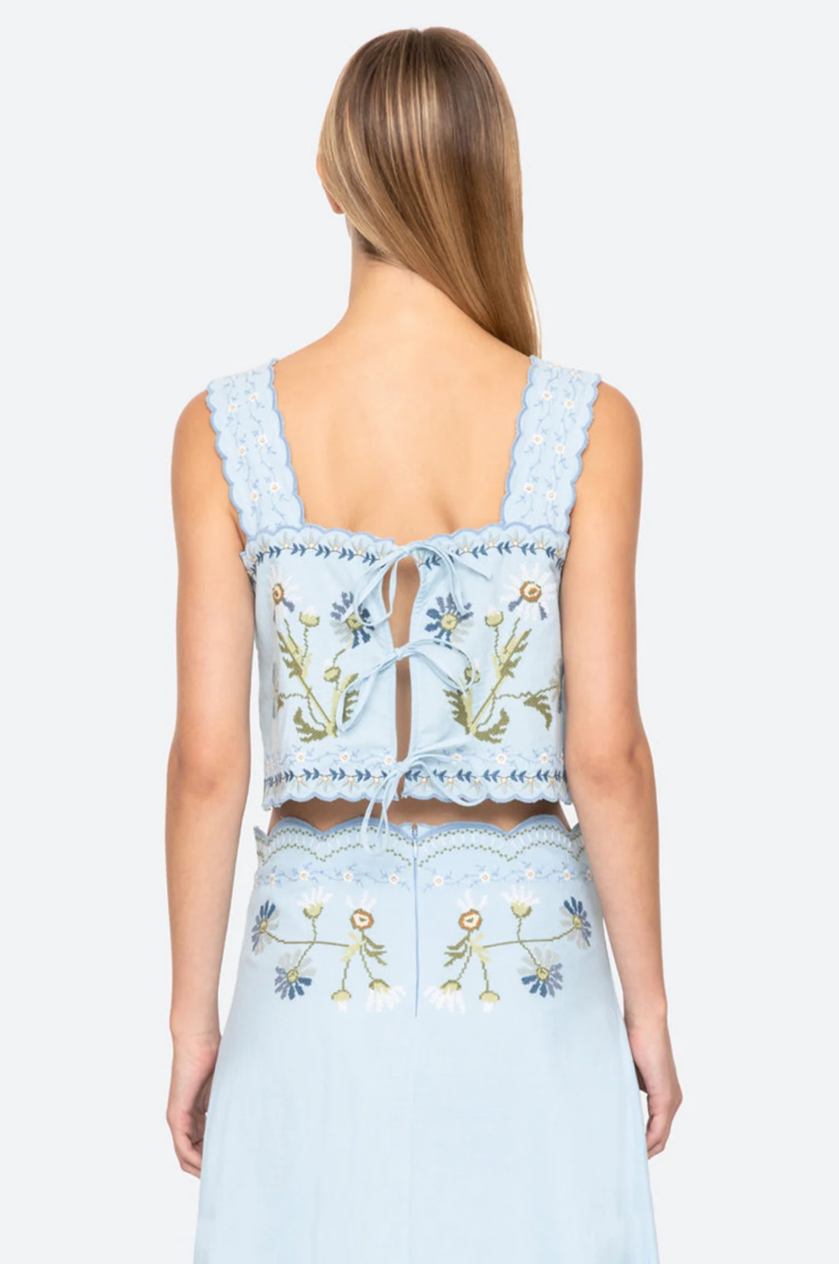 Audra Embroidery Tank Top Blue - Image 4