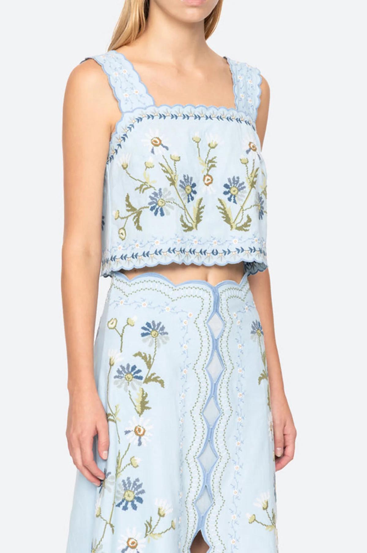 Audra Embroidery Tank Top Blue - Image 6