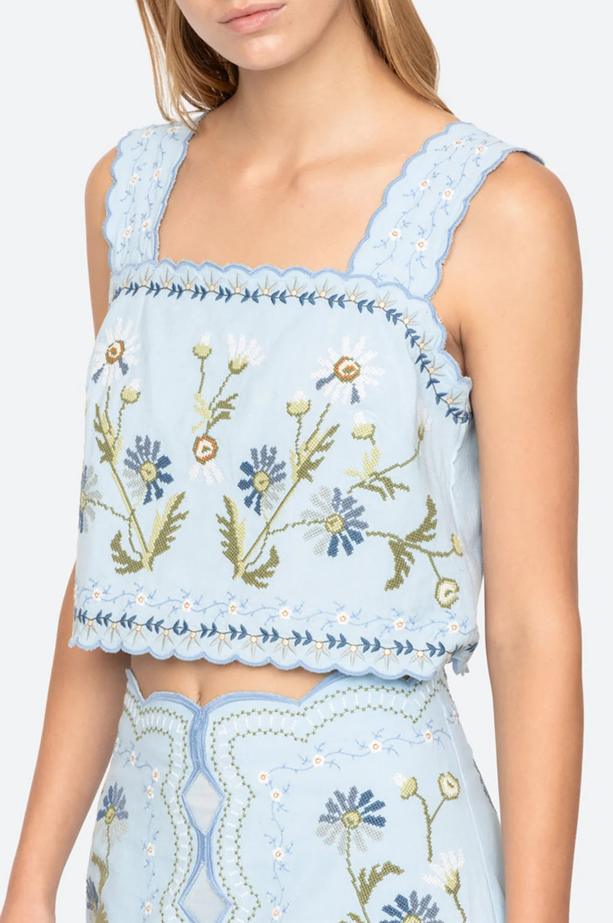 Audra Embroidery Tank Top Blue - Image 7
