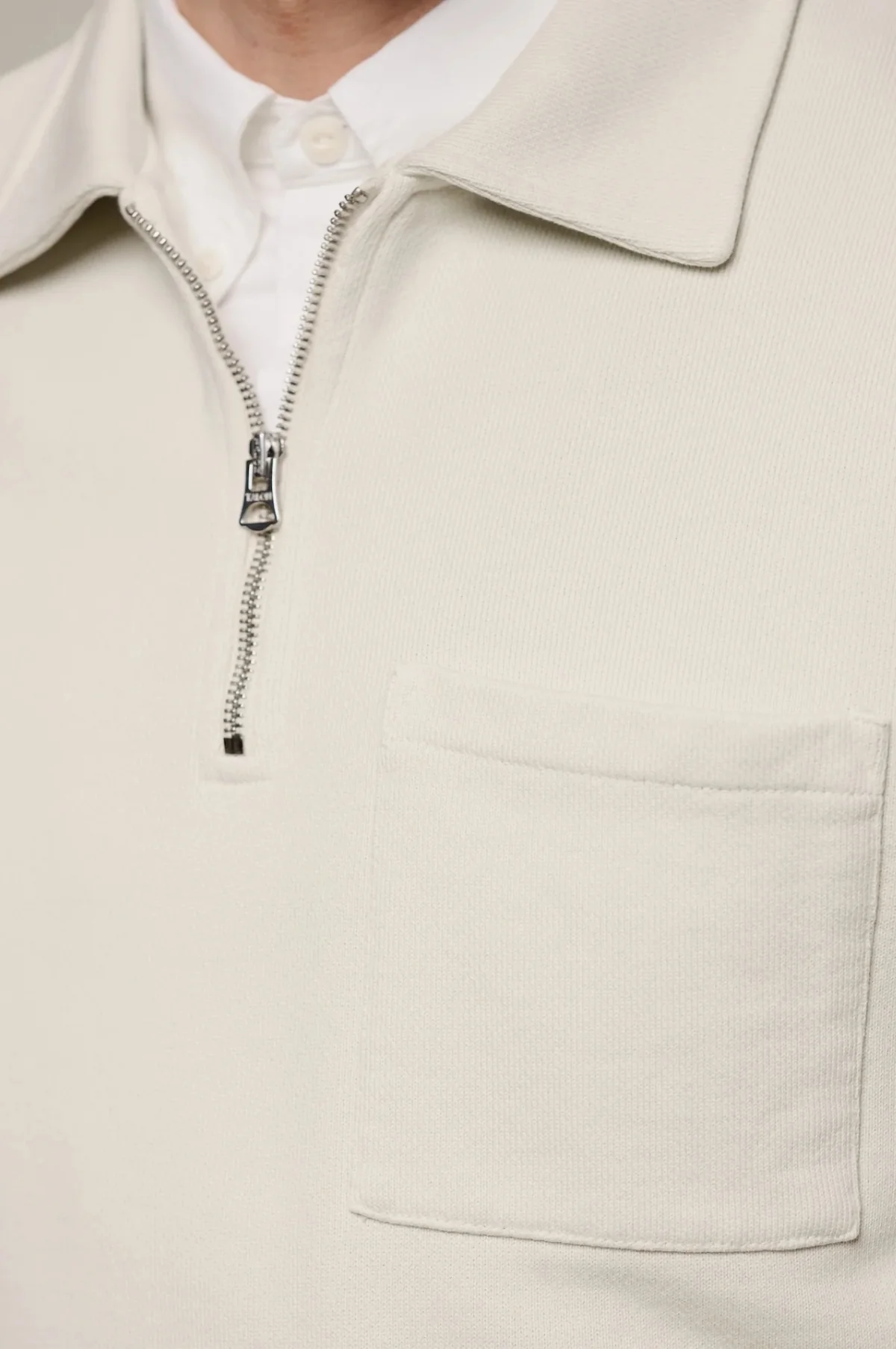 Authentic Fleece Polo Collared Half-Zip Cotton Sweatshirt Nature - Image 3
