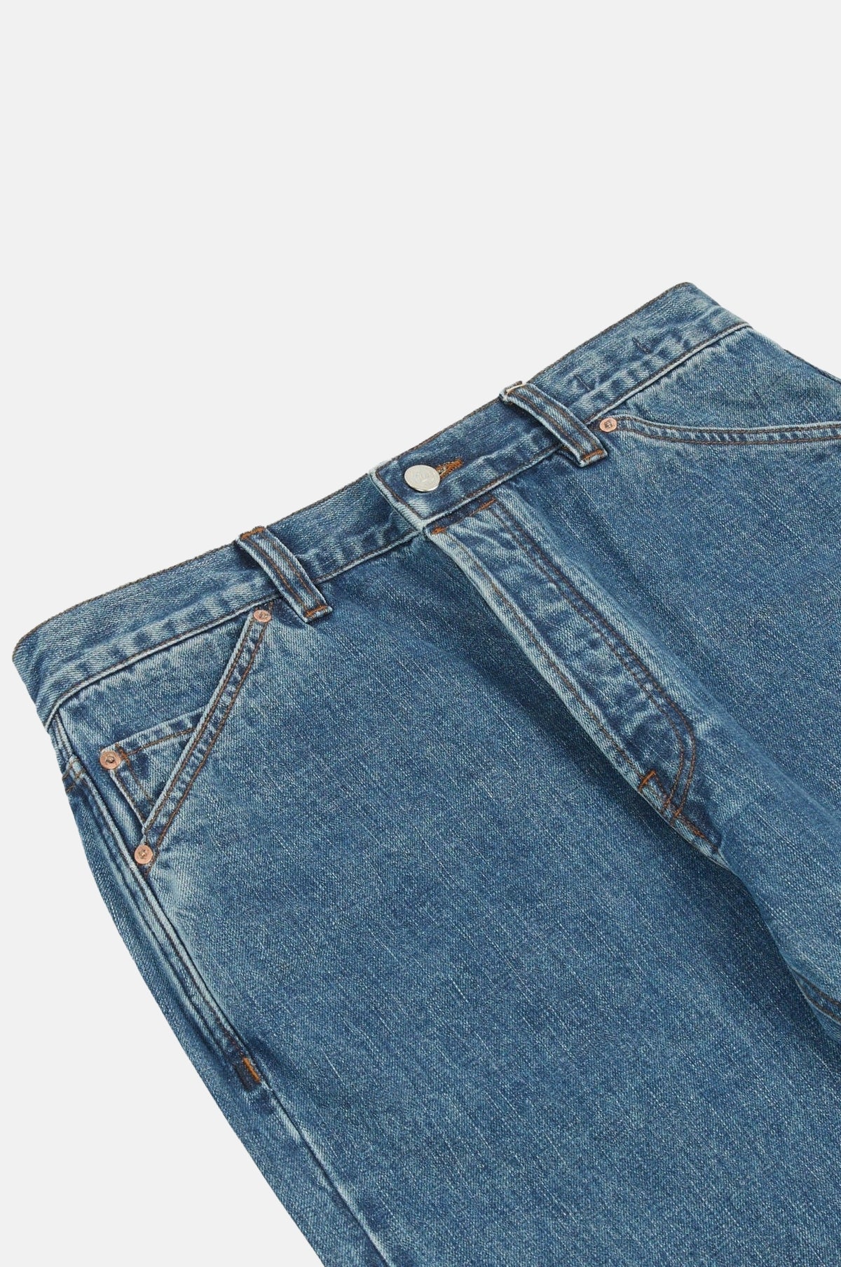 Bleach Wash Japanese Selvedge Denim Five-Pocket Jeans - Image 4