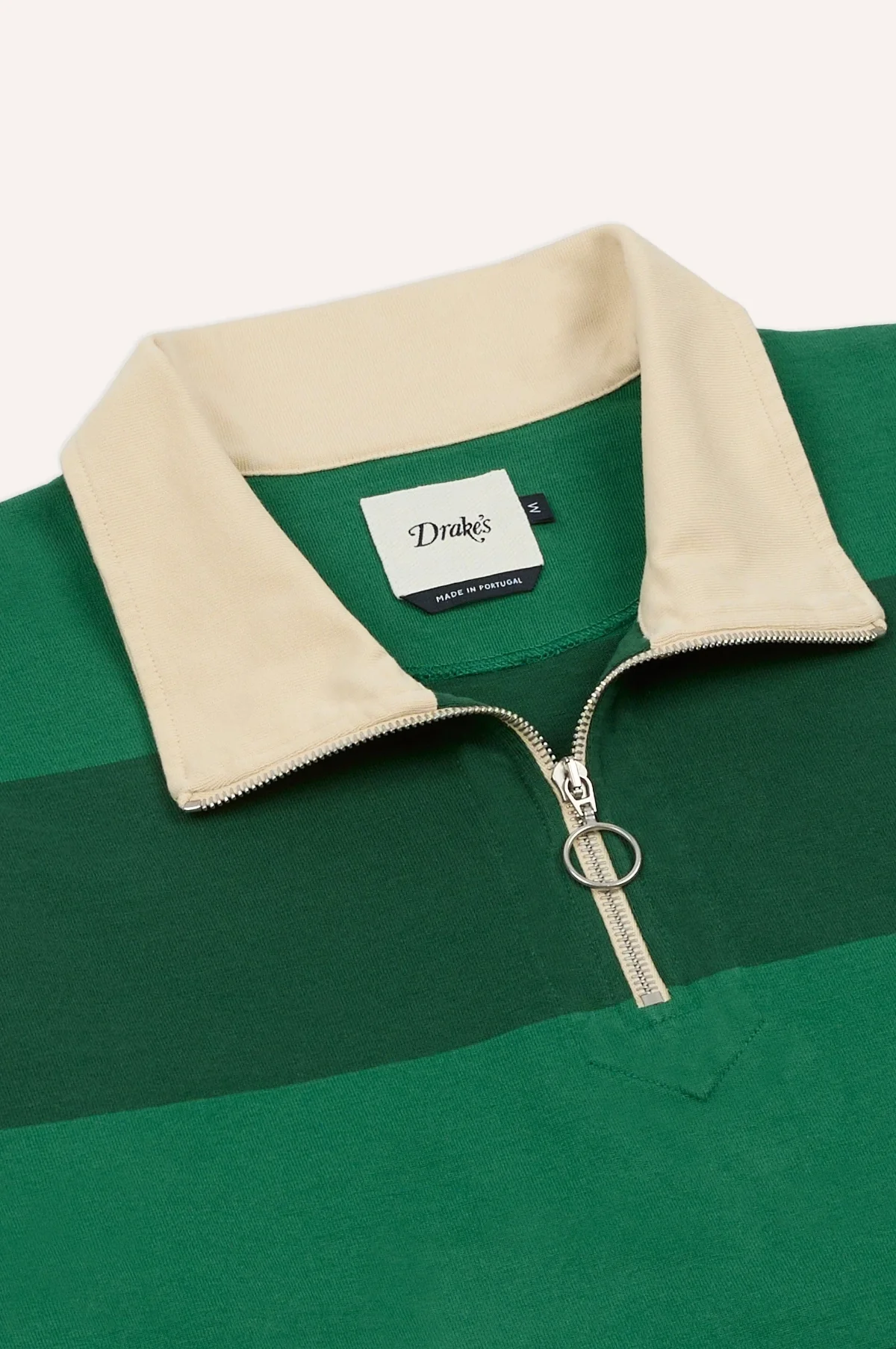 Block Stripe Quarter Zip Rugby Dark Green - Image 3