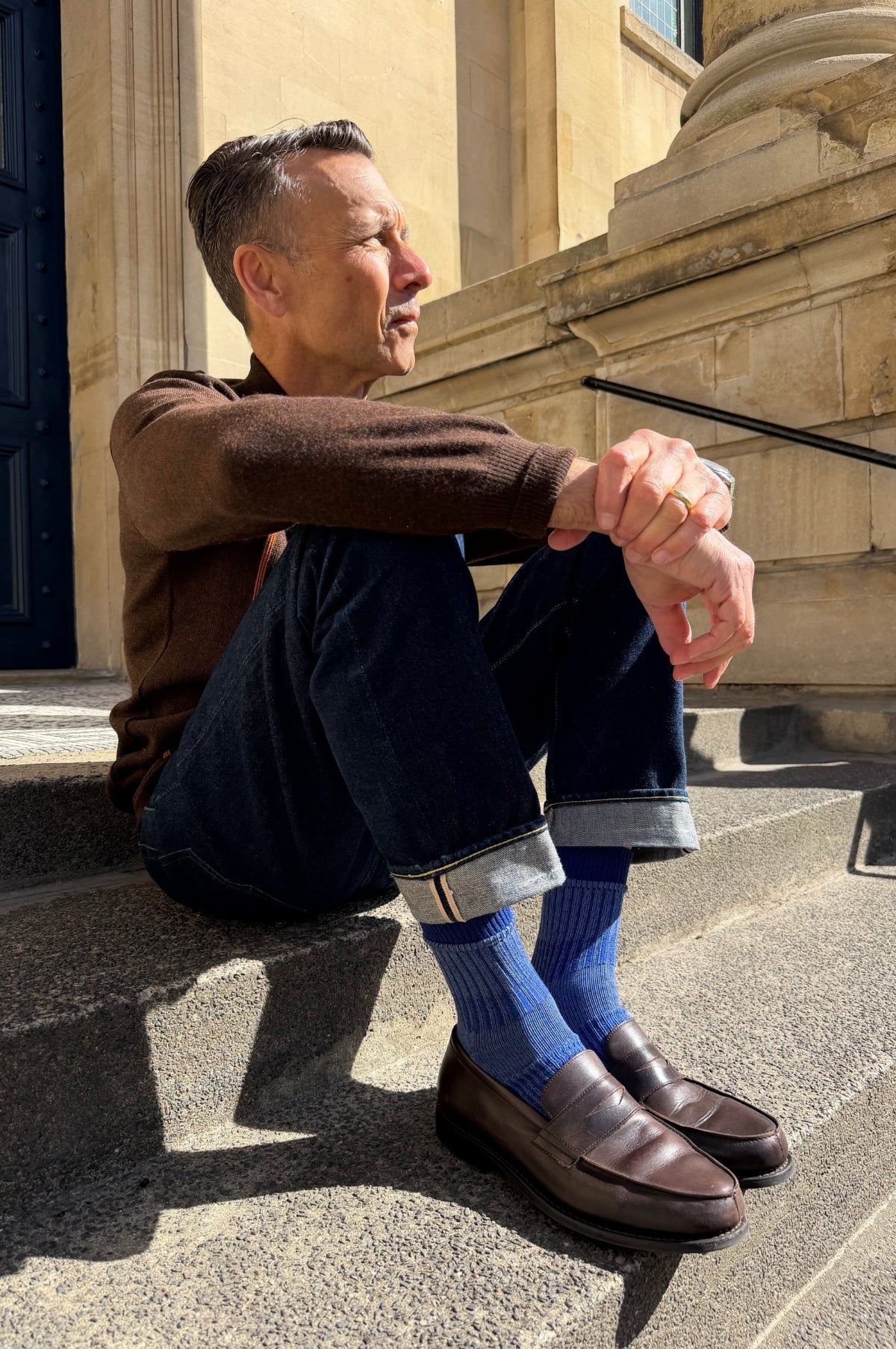 Boro Patchwork Socks Navy - Image 3