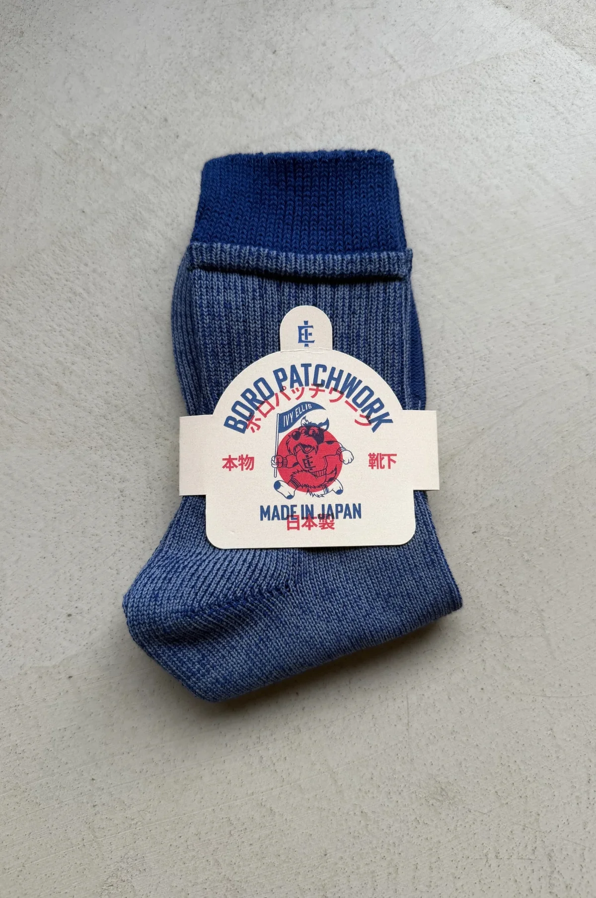 Boro Patchwork Socks Navy - Image 4