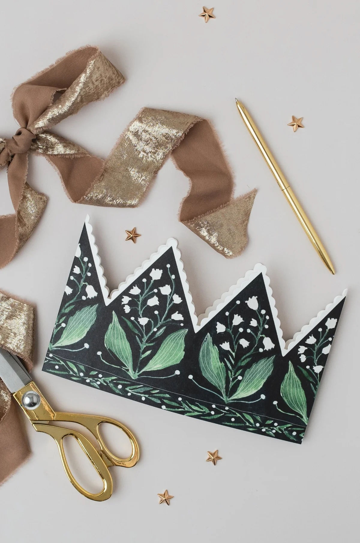 Botanical Party Hat Crown Card Lily of the Valley - Image 2