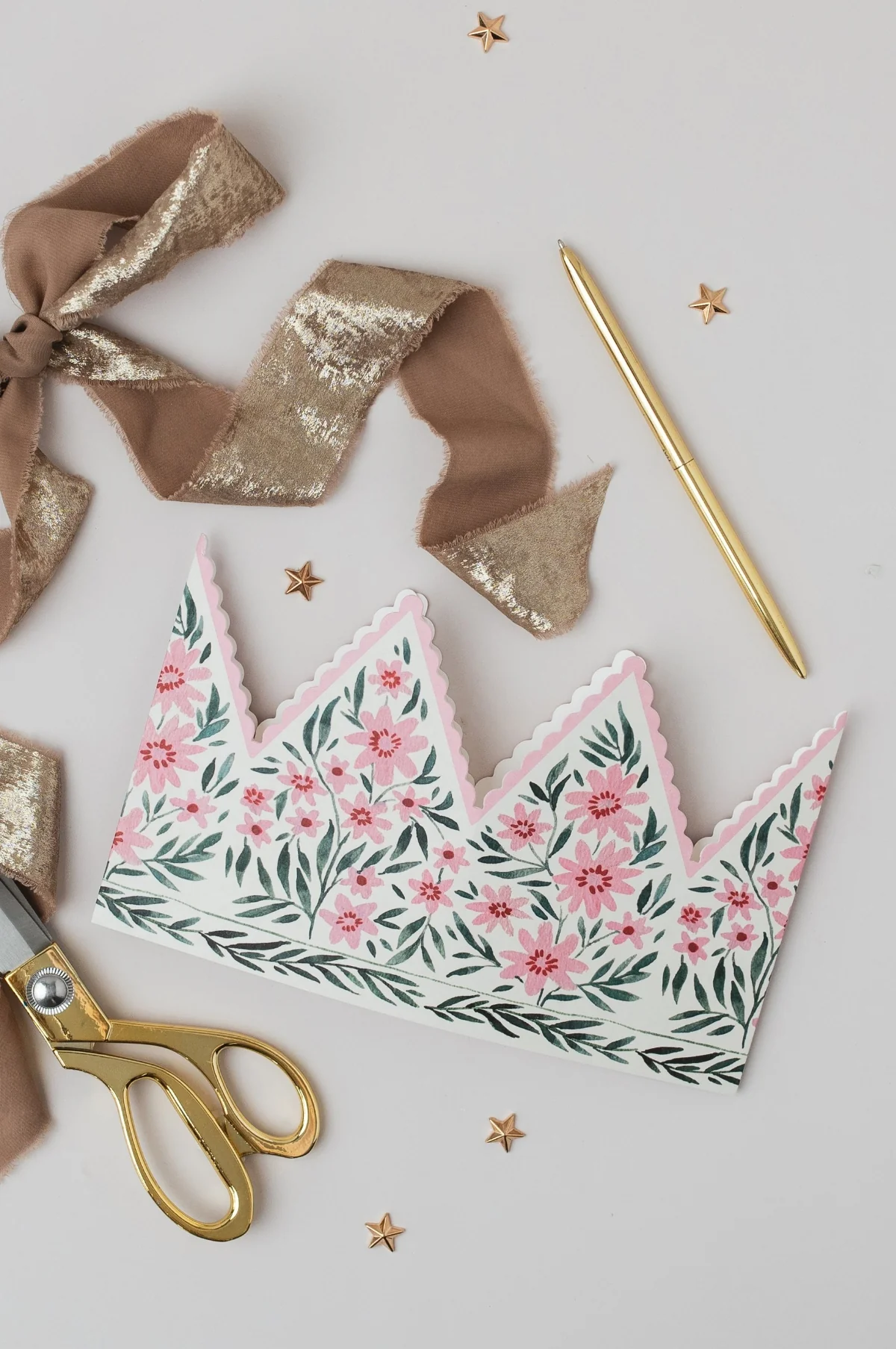 Botanical Party Hat Crown Card Pink Cosmos - Image 2