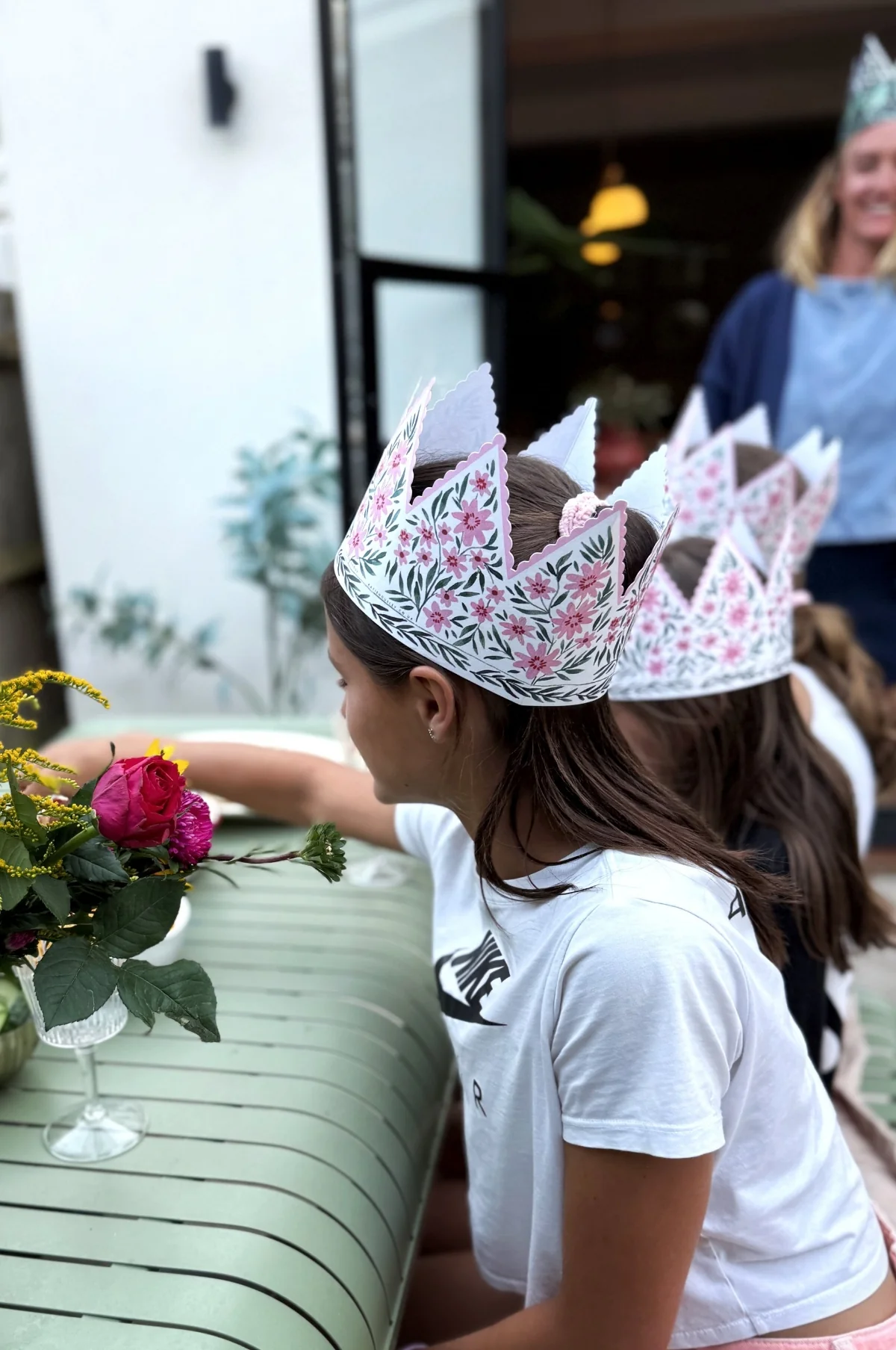 Botanical Party Hat Crown Card Pink Cosmos - Image 3