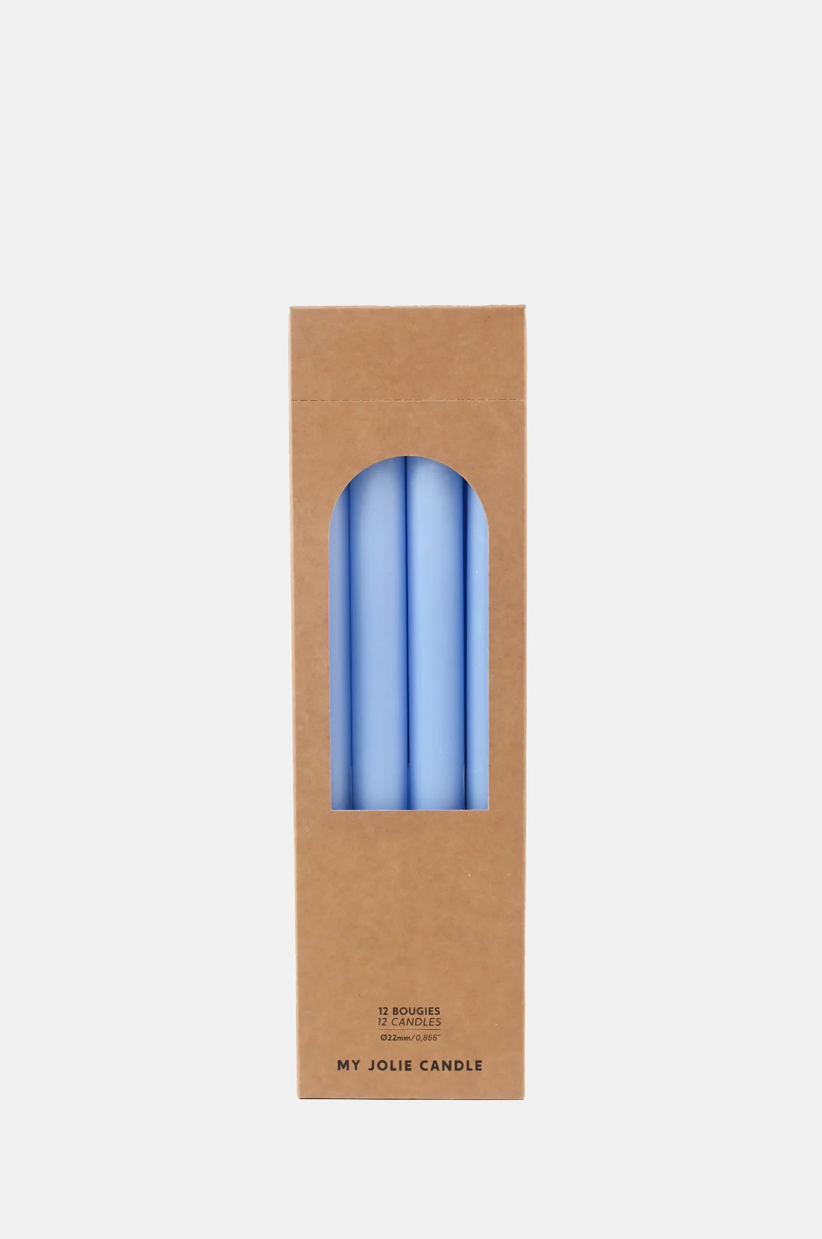 Box of 12 Dinner Candles Bleu Clair