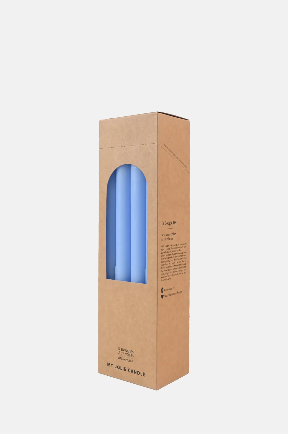 Box of 12 Dinner Candles Bleu Clair - Image 3
