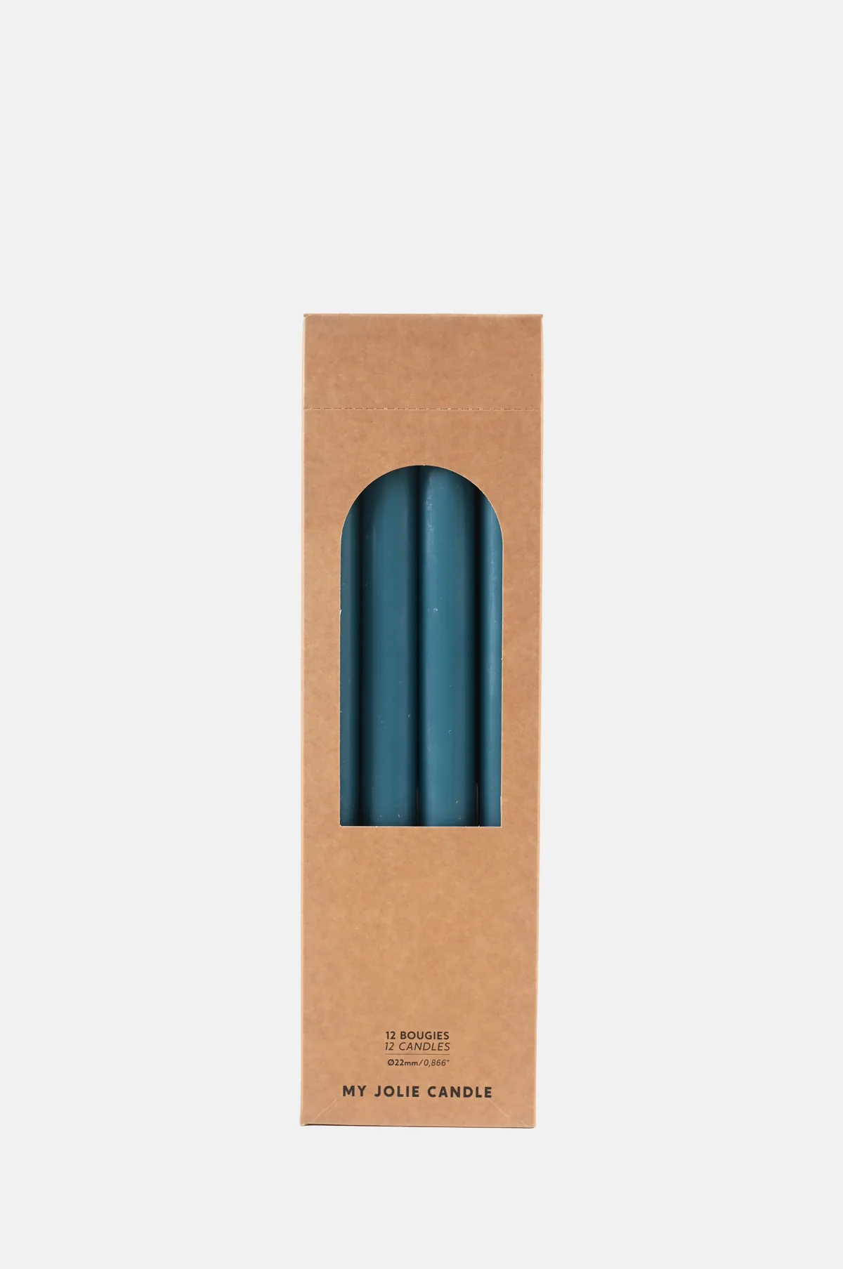 Box of 12 Dinner Candles Bleu Lagon