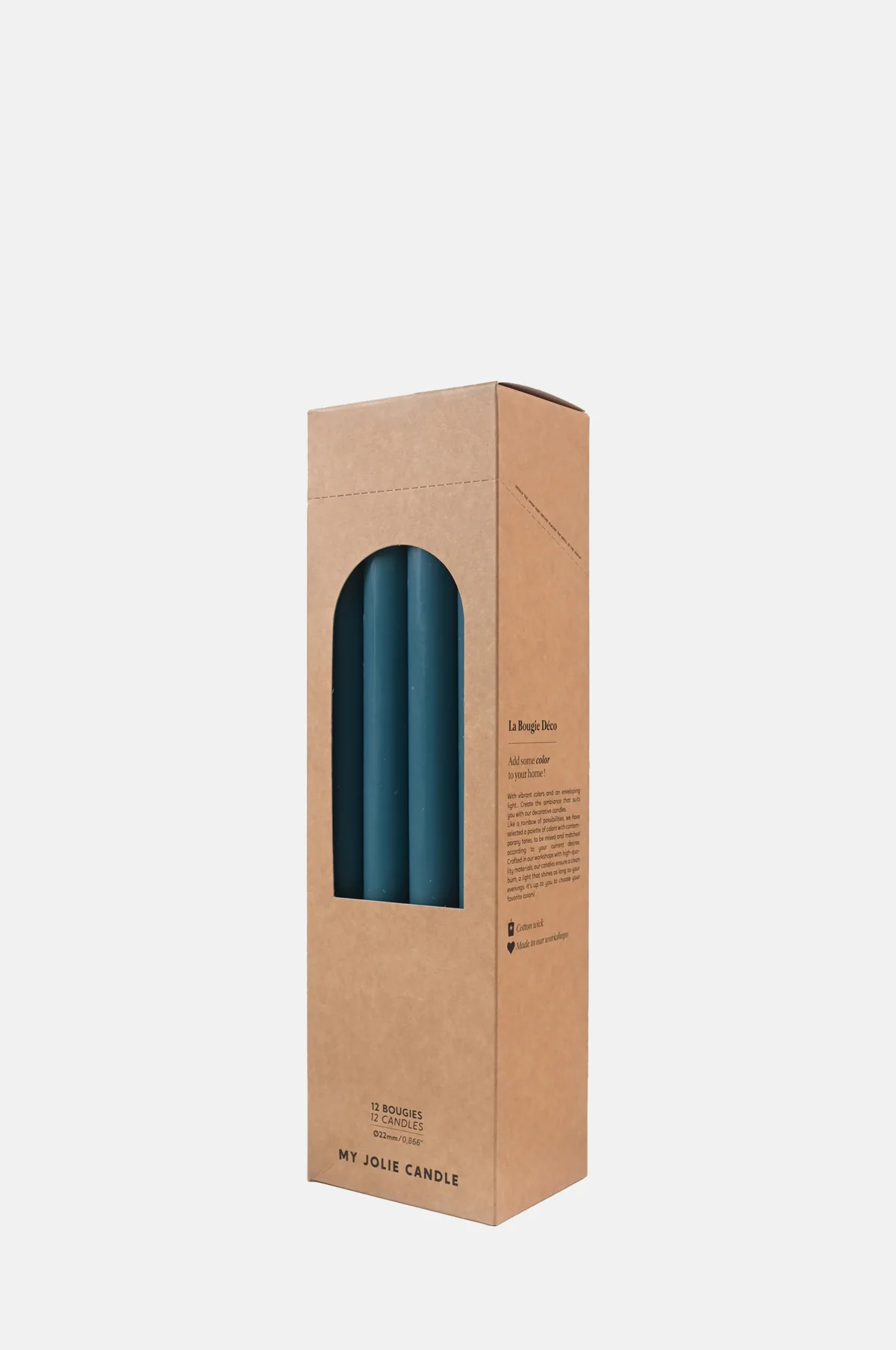 Box of 12 Dinner Candles Bleu Lagon - Image 3