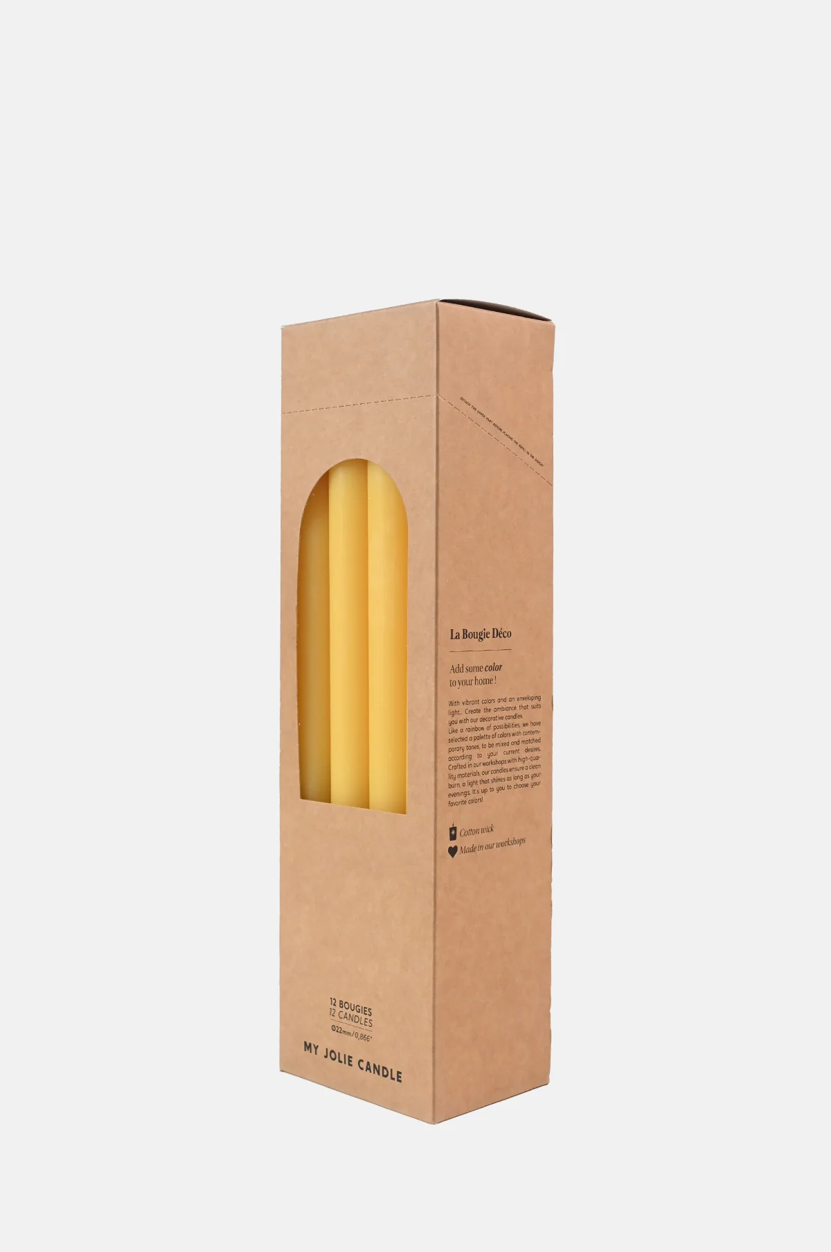Box of 12 Dinner Candles Jaune - Image 3