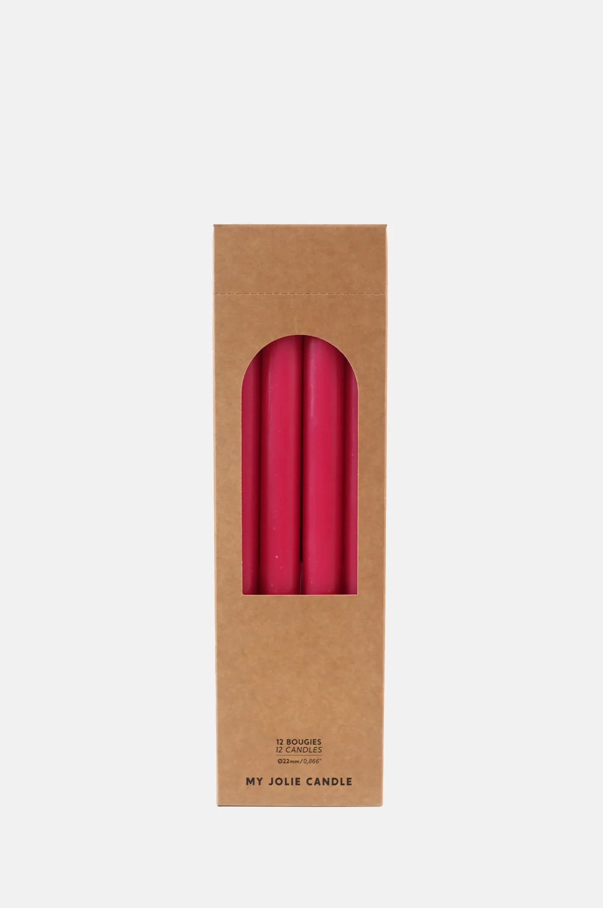 Box of 12 Dinner Candles Rose Fonce