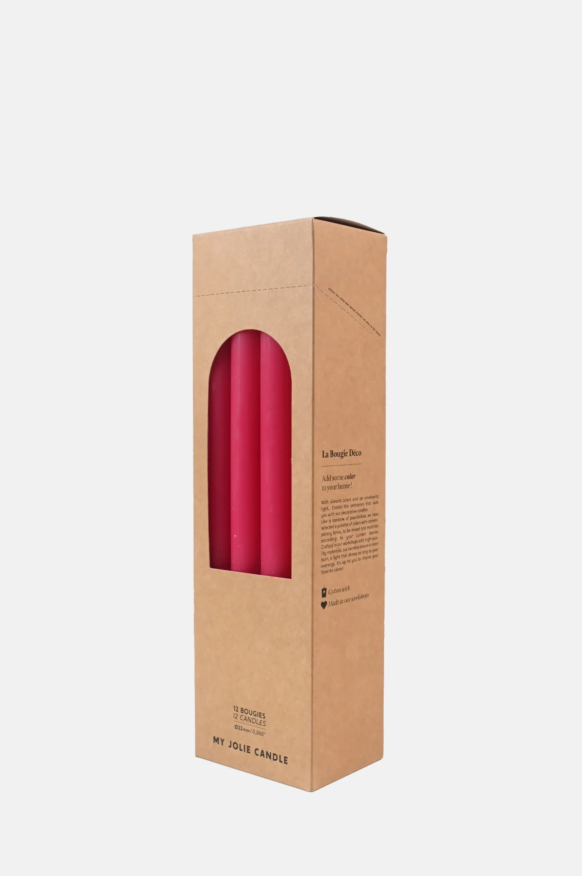 Box of 12 Dinner Candles Rose Fonce - Image 3