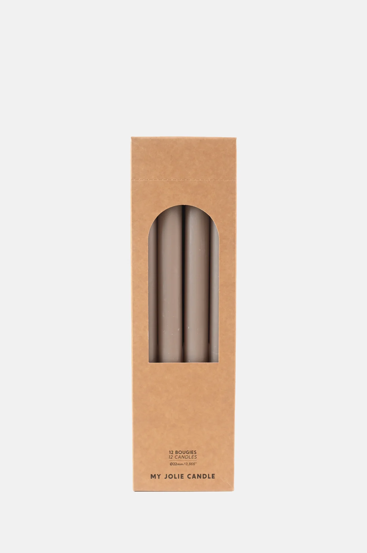 Box of 12 Dinner Candles Taupe
