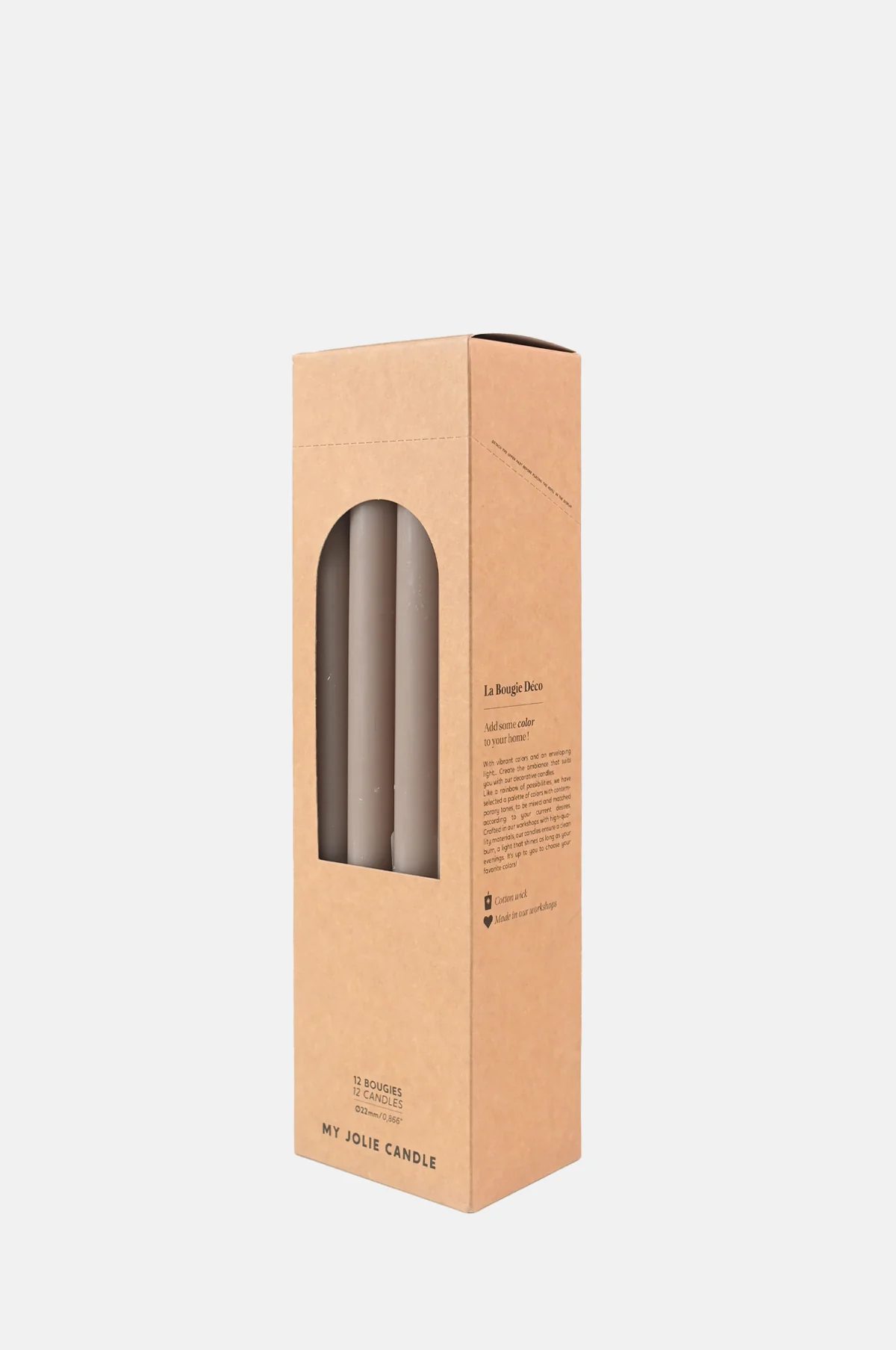Box of 12 Dinner Candles Taupe - Image 3