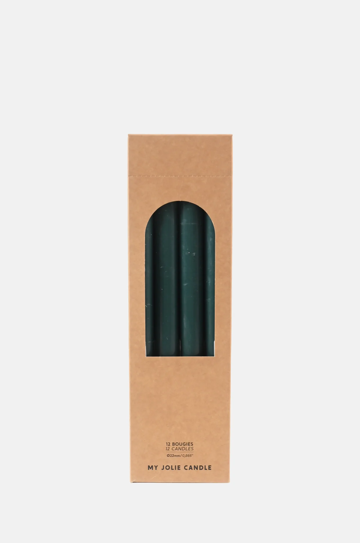 Box of 12 Dinner Candles Vert Foret