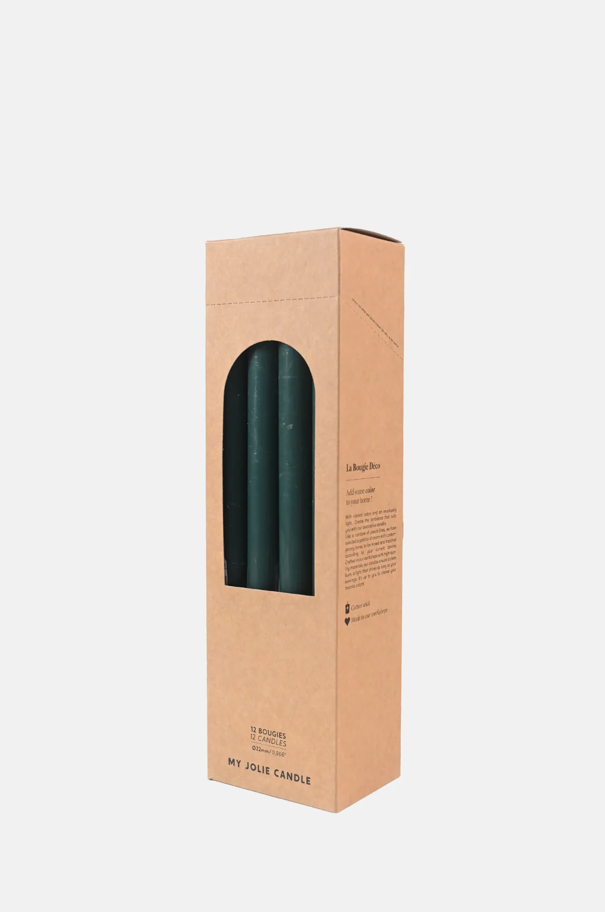 Box of 12 Dinner Candles Vert Foret - Image 3