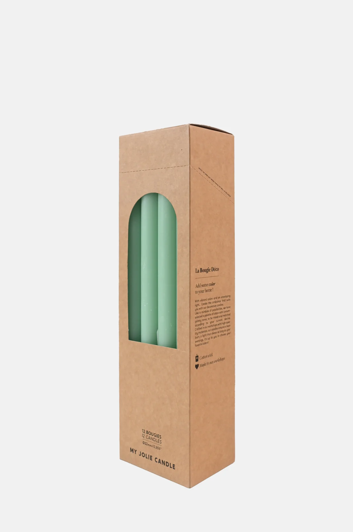 Box of 12 Dinner Candles Vert Pastel - Image 3