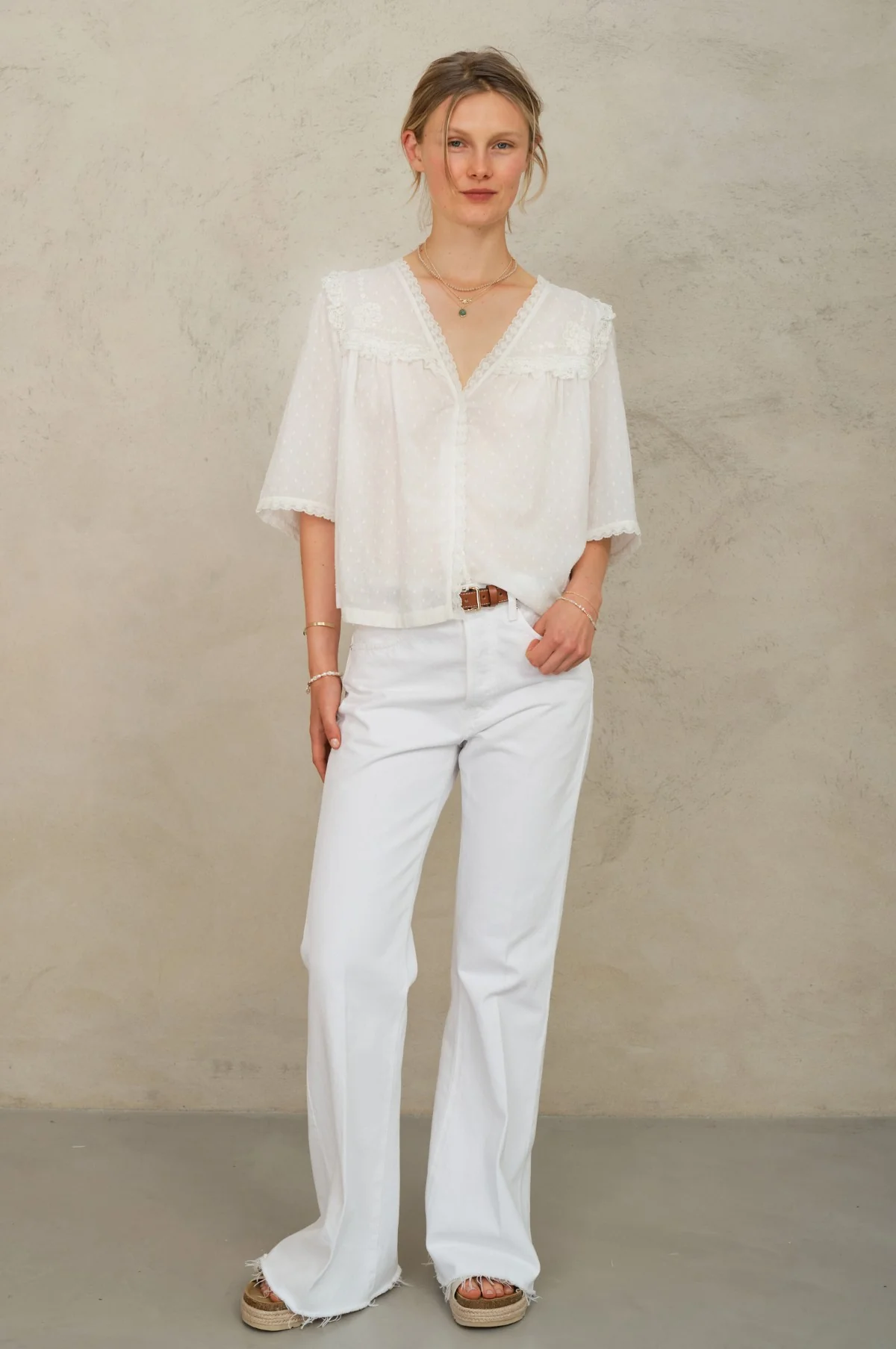Brea Frill Emb Top Ivory - Image 2