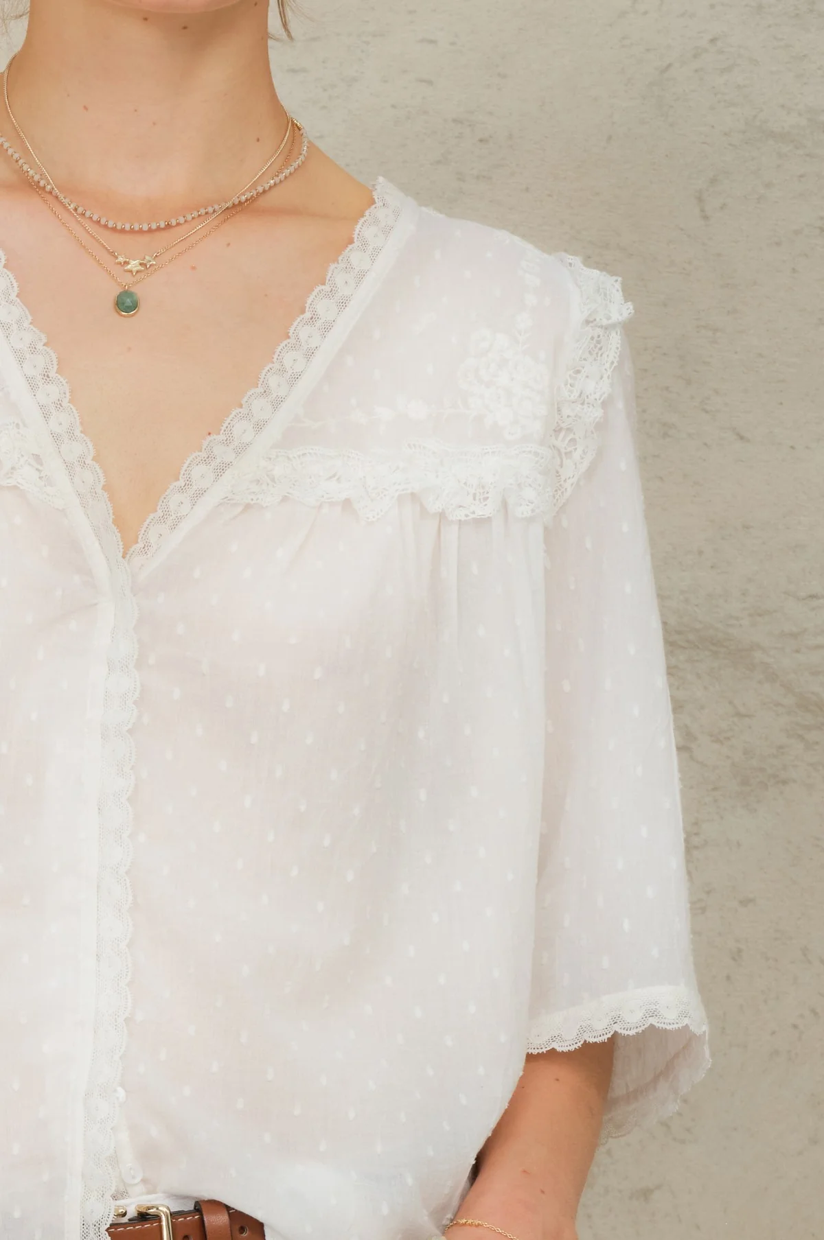 Brea Frill Emb Top Ivory - Image 4