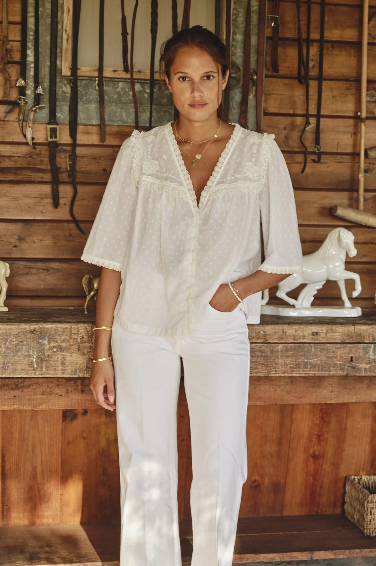 Brea Frill Emb Top Ivory - Image 6
